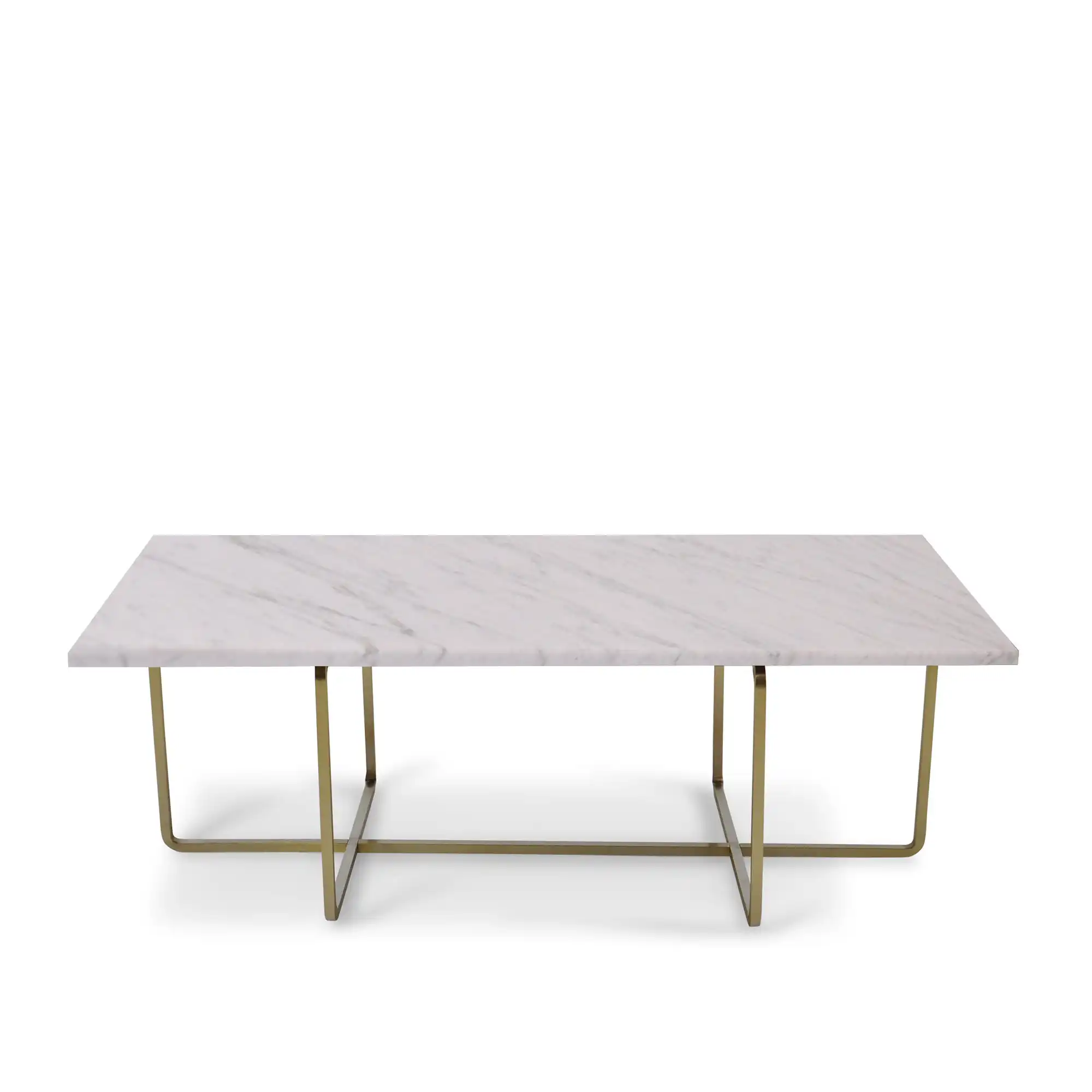 Ninety Table High Brass Frame White Marble Top