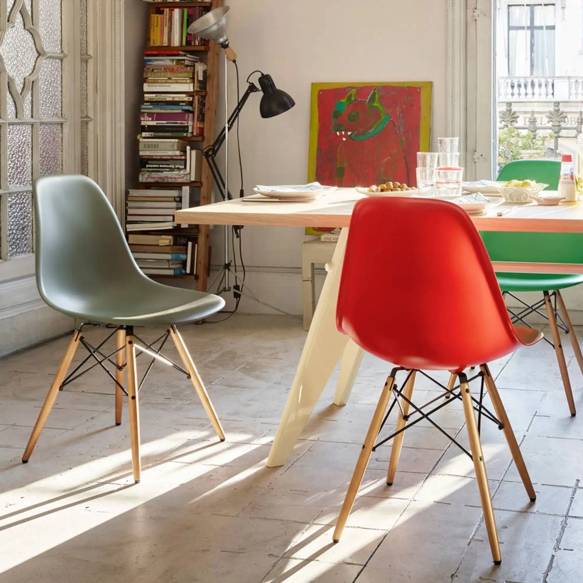 Eames Plastic Chair DSW - 56 Granite Grey/Golden Maple