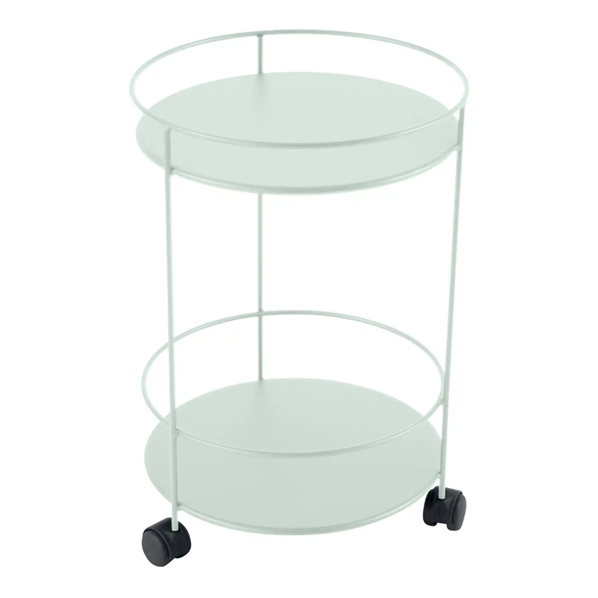 Guinguette Side Wheeled Table With Solid Double Top Ice Mint A7