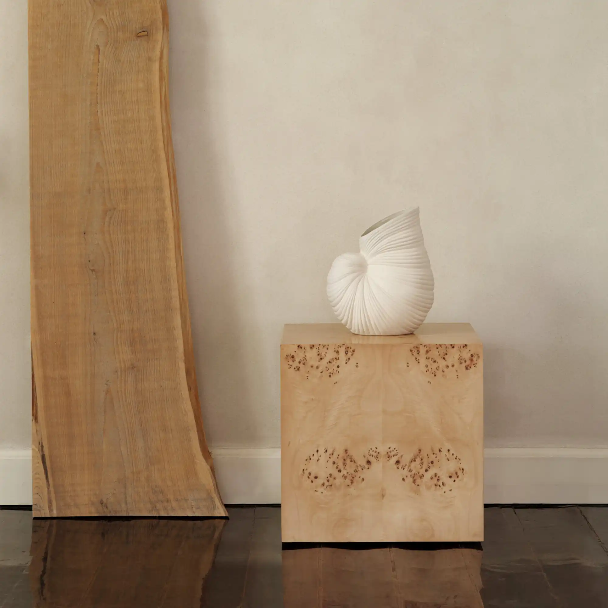 Burl cube side table