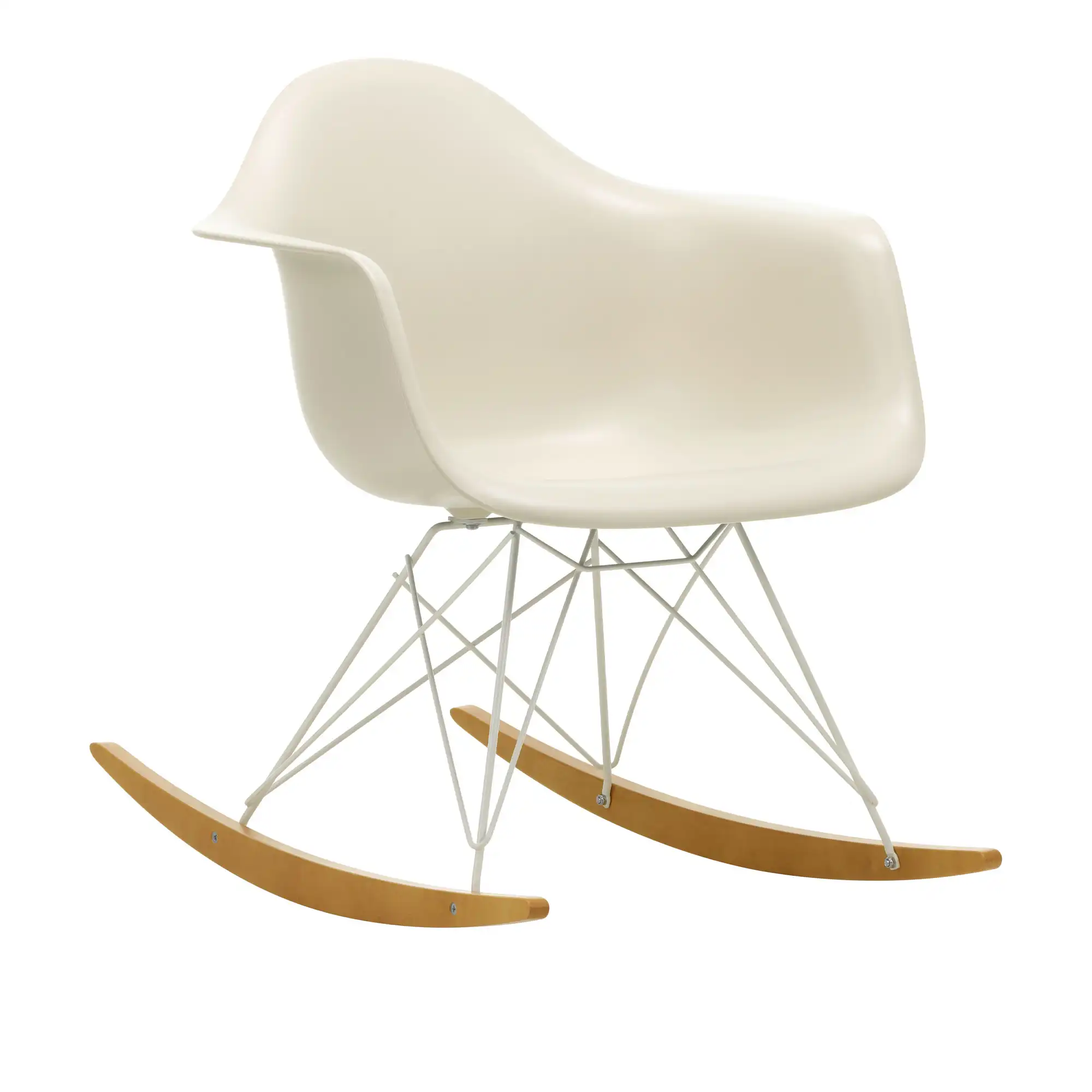 Eames Plastic Armchair RAR - 11 Pebble - White Base - Golden Maple