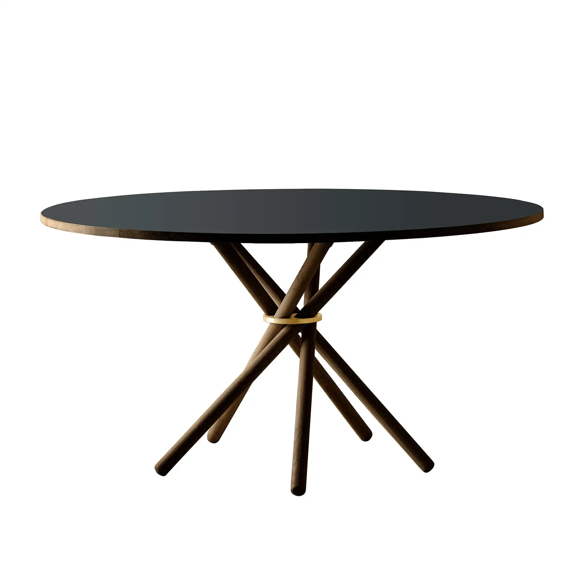 Hector 140 - Dining Table, Linoleum Conifer / Dark Oak / Brass 