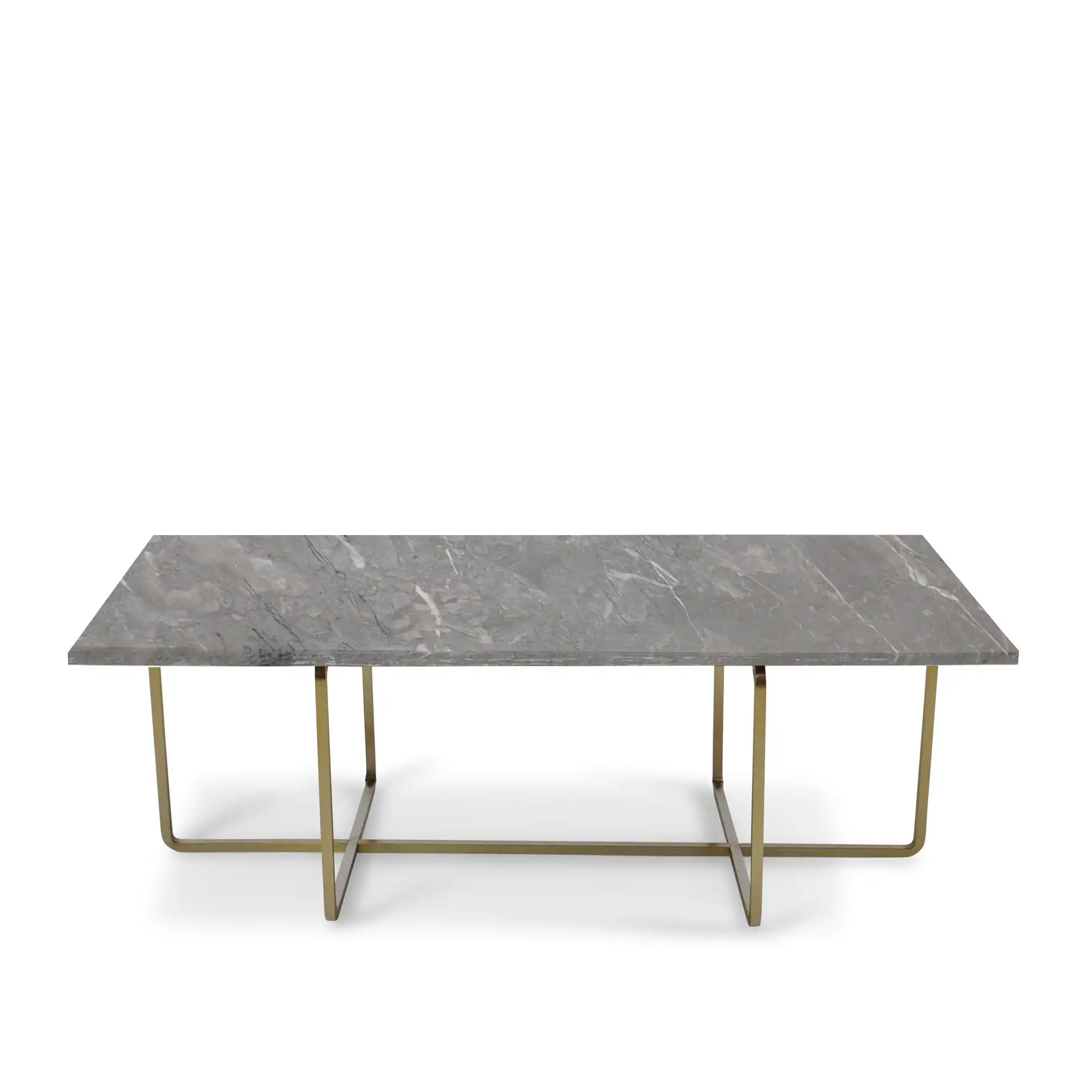 Ninety Table High, Brass Frame, Top: Grey Marble