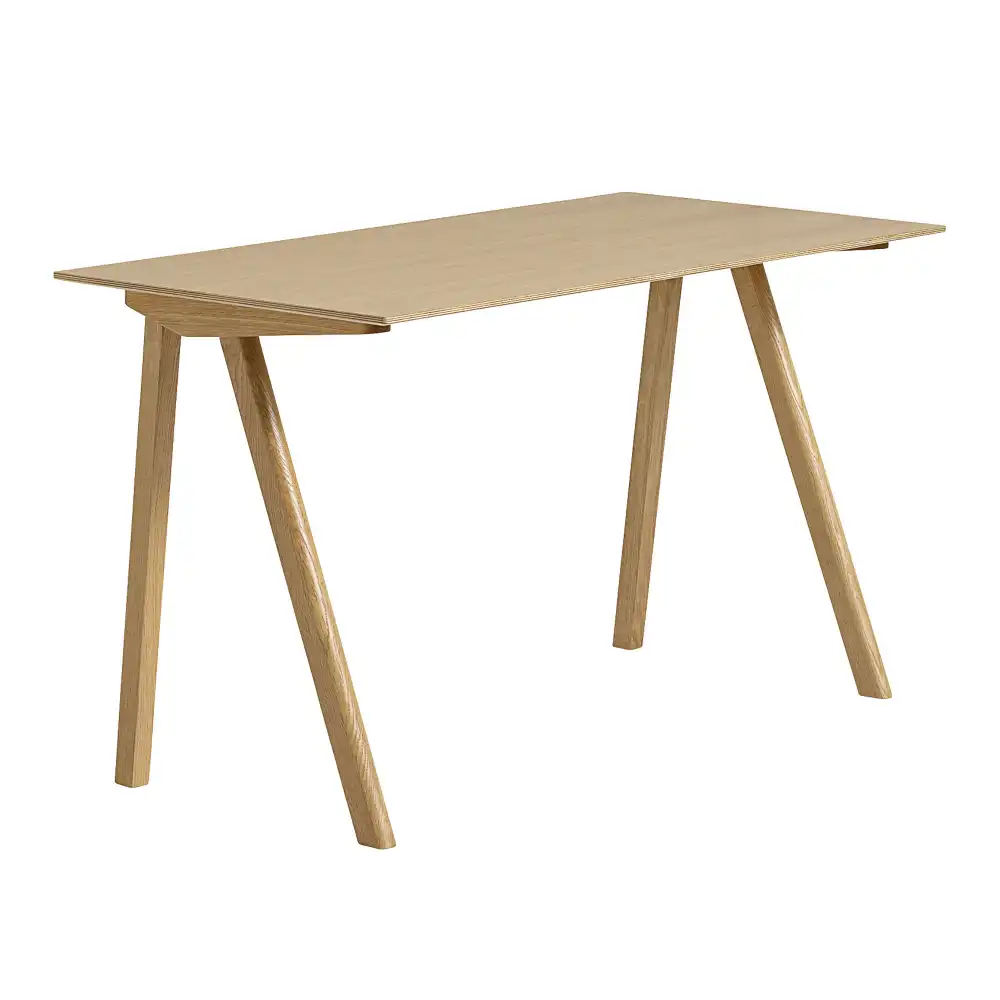 CPH90 2.0 Desk Lacquered Oak Frame L130 X W65 X H74  Lacquered Oak Veneer Tabletop Lacquered Edge