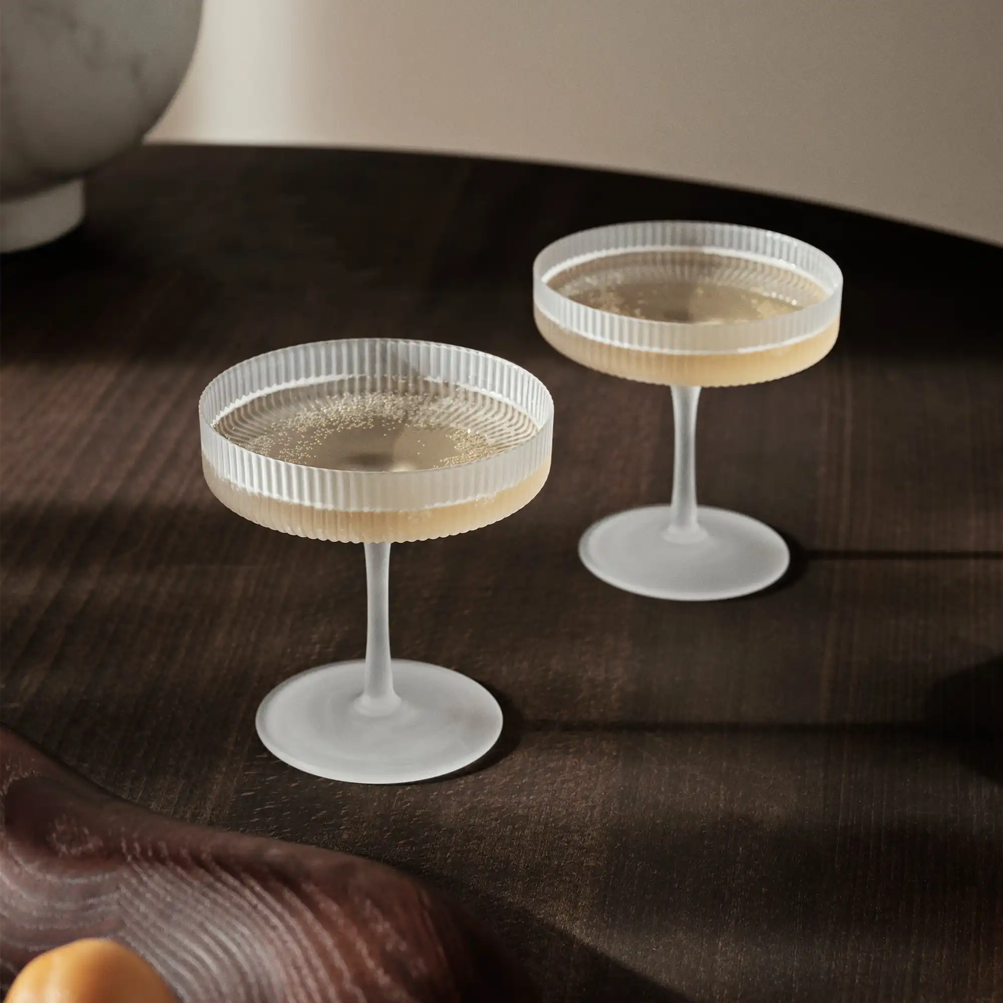 Ripple Champagne Saucers Set of 2 Frosted