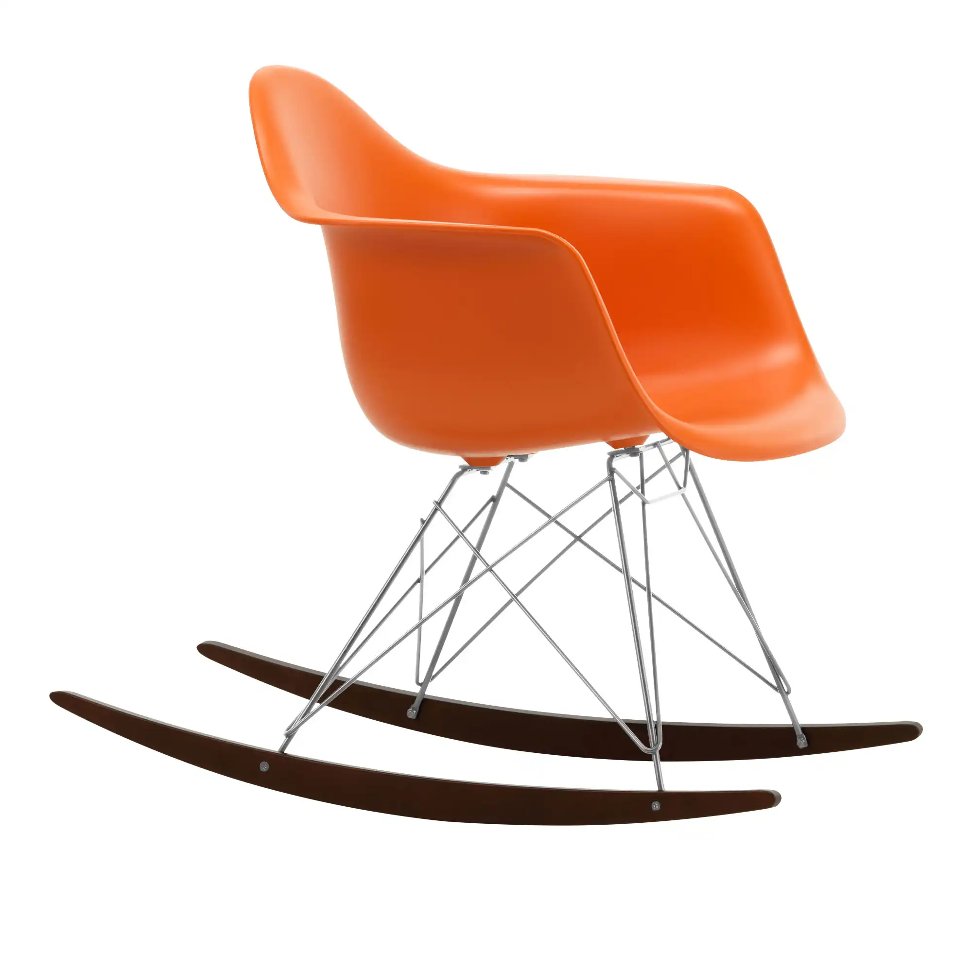 Eames Plastic Armchair RAR - 43 Rusty Orange - Chrome Base - Dark Maple