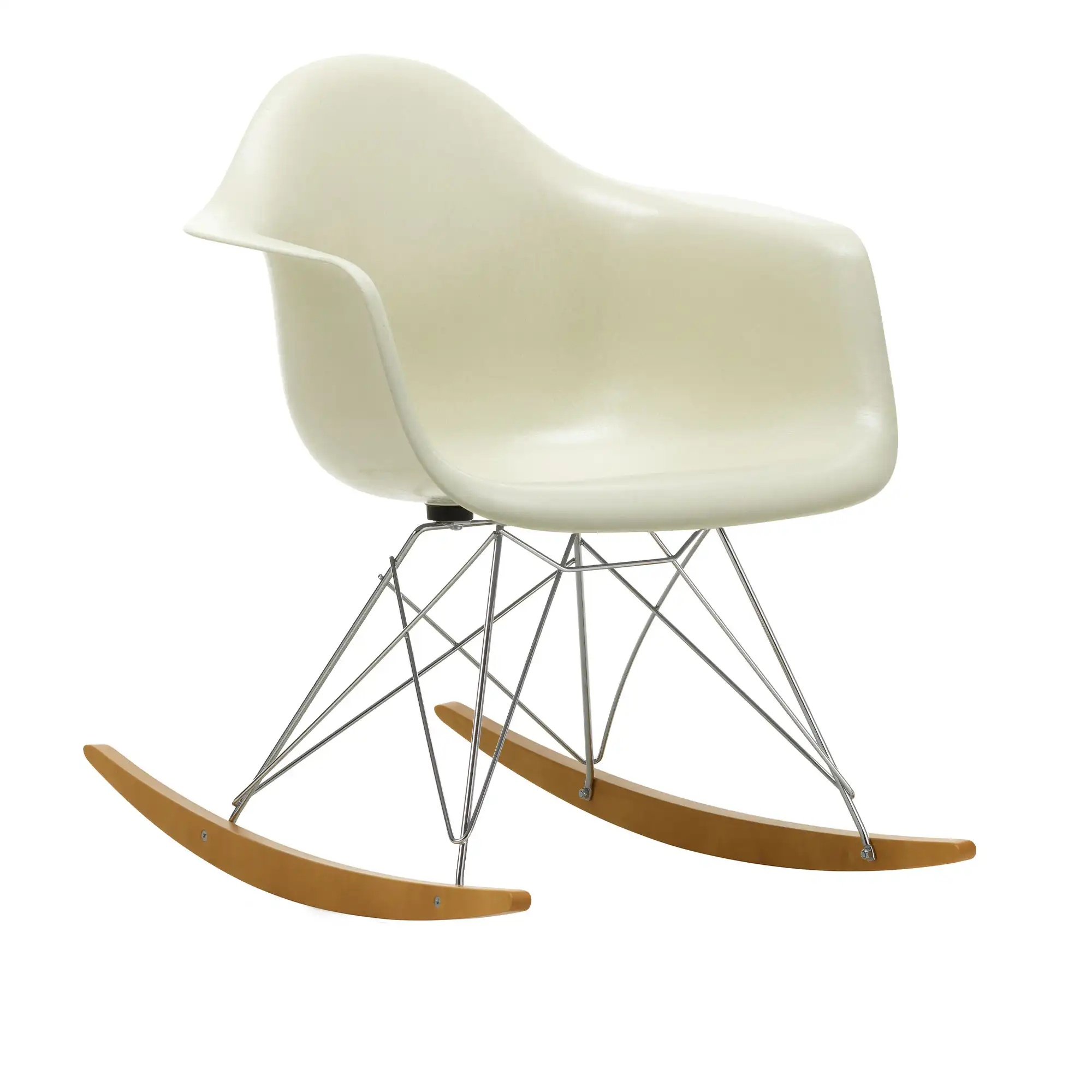 Eames Fiberglass Armchair RAR gungstol Chrome/Golden Maple