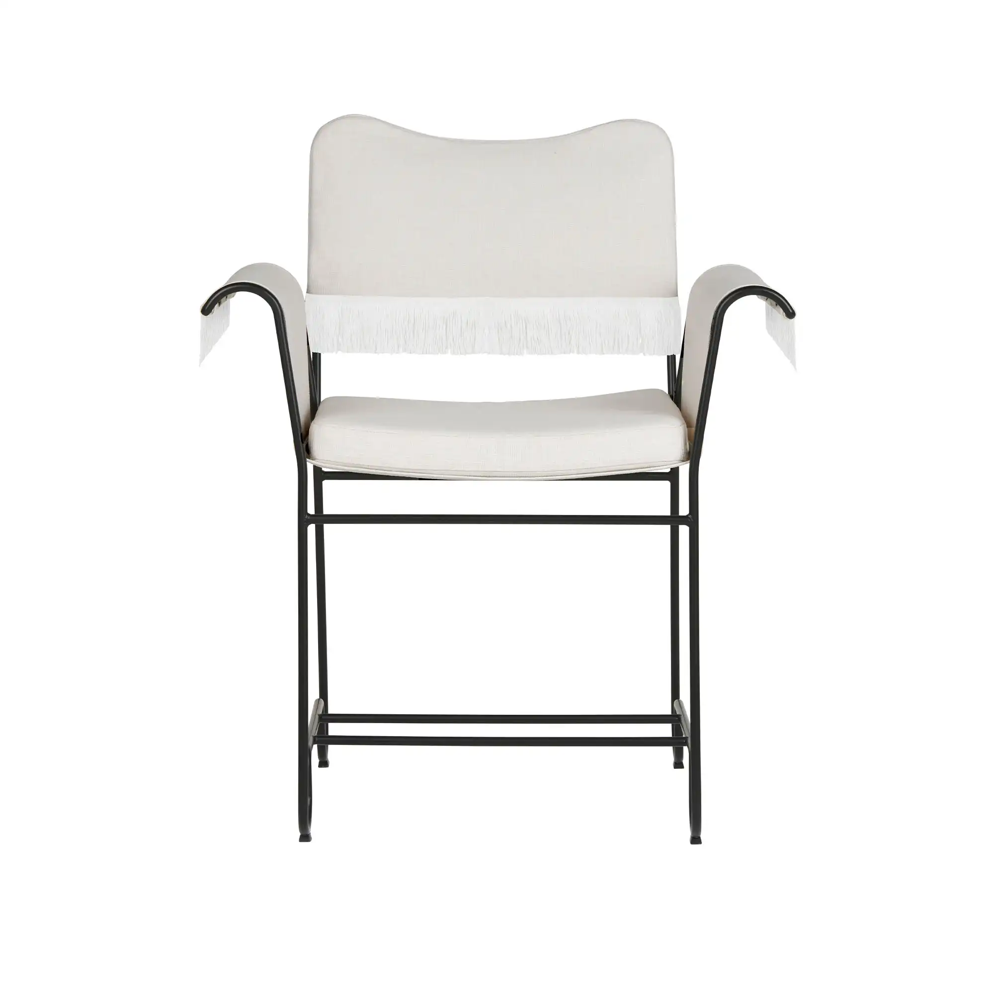 Tropique Dining Chair With Fringes, Classic Black Base