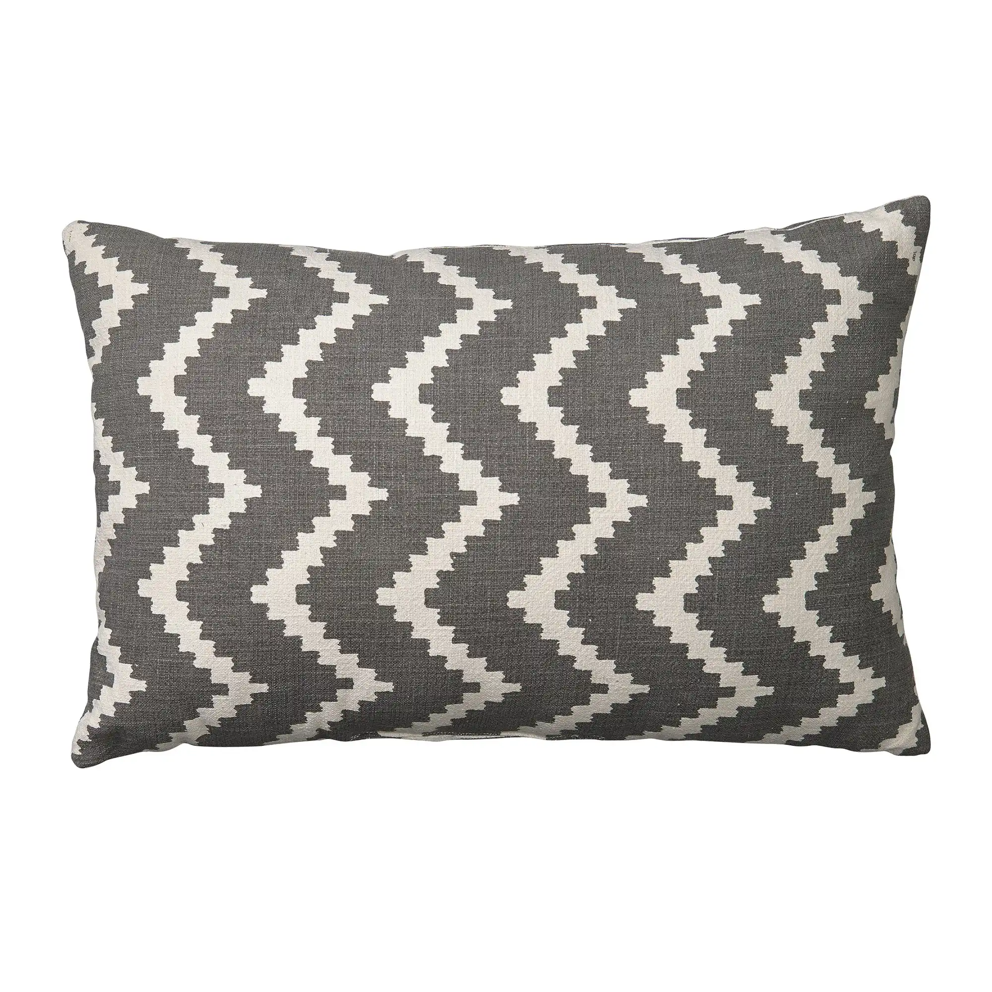 Ikat Sema Outdoor Cushion - Grey/Off White