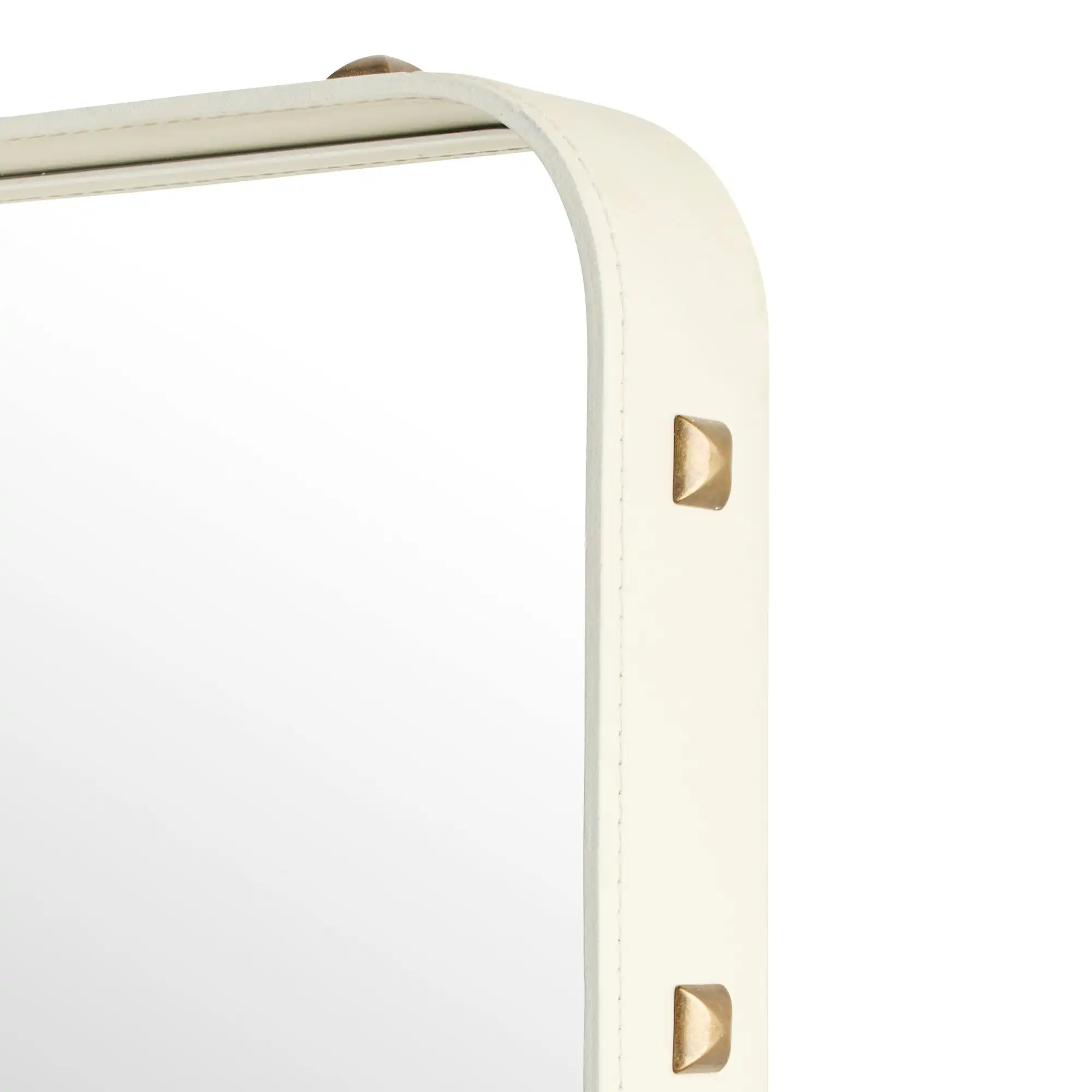 Adnet Wall Mirror, Rectangular, 70x180, Cream Leather