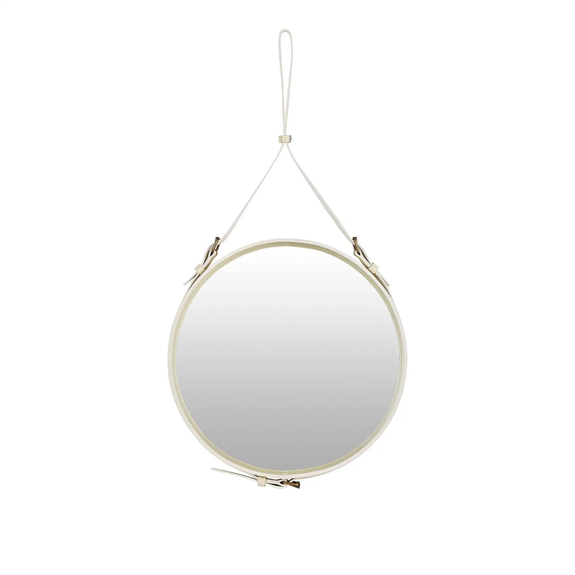 Adnet Wall Mirror, Circular, Ø58, Cream Leather