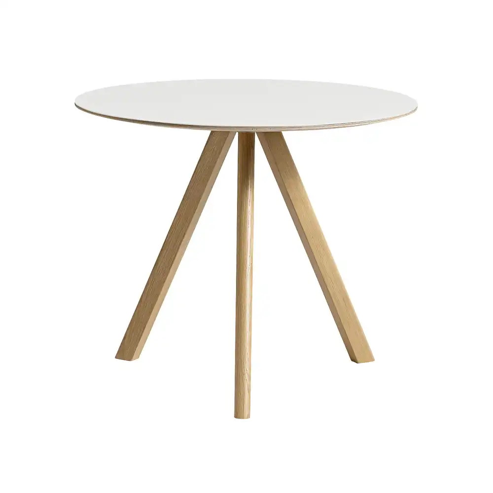 CPH20 2.0 Table Lacquered Oak Frame Ø90 X H74  White Laminate Tabletop Lacquered Edge