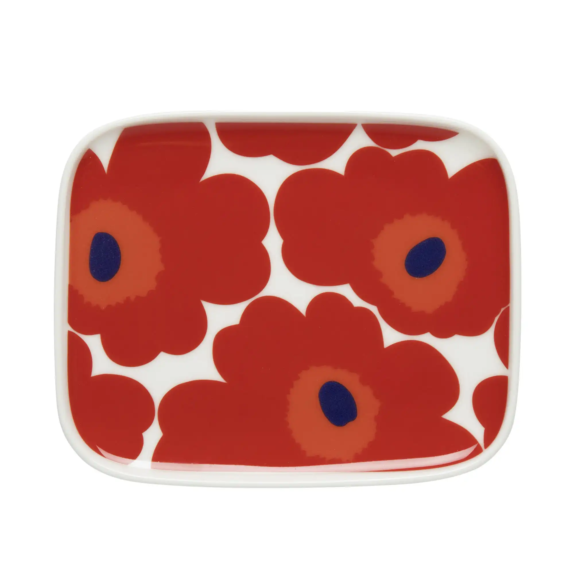 Unikko Plate 15x12 cm, White, Red, Blue