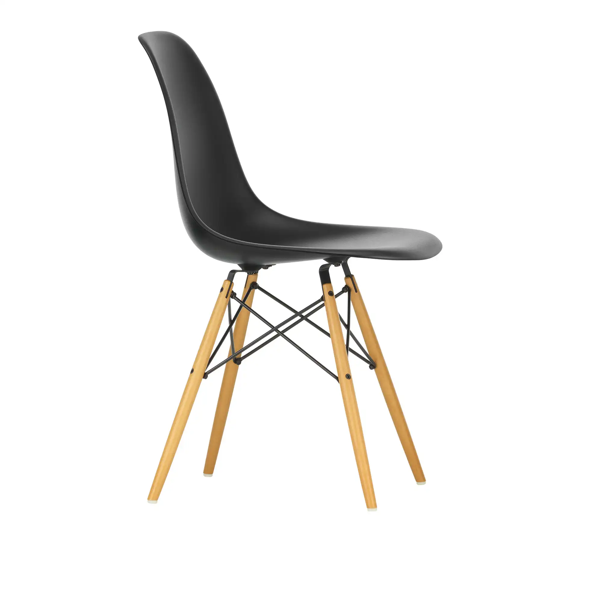 Eames Plastic Chair DSW - 12 Deep Black - Golden Maple