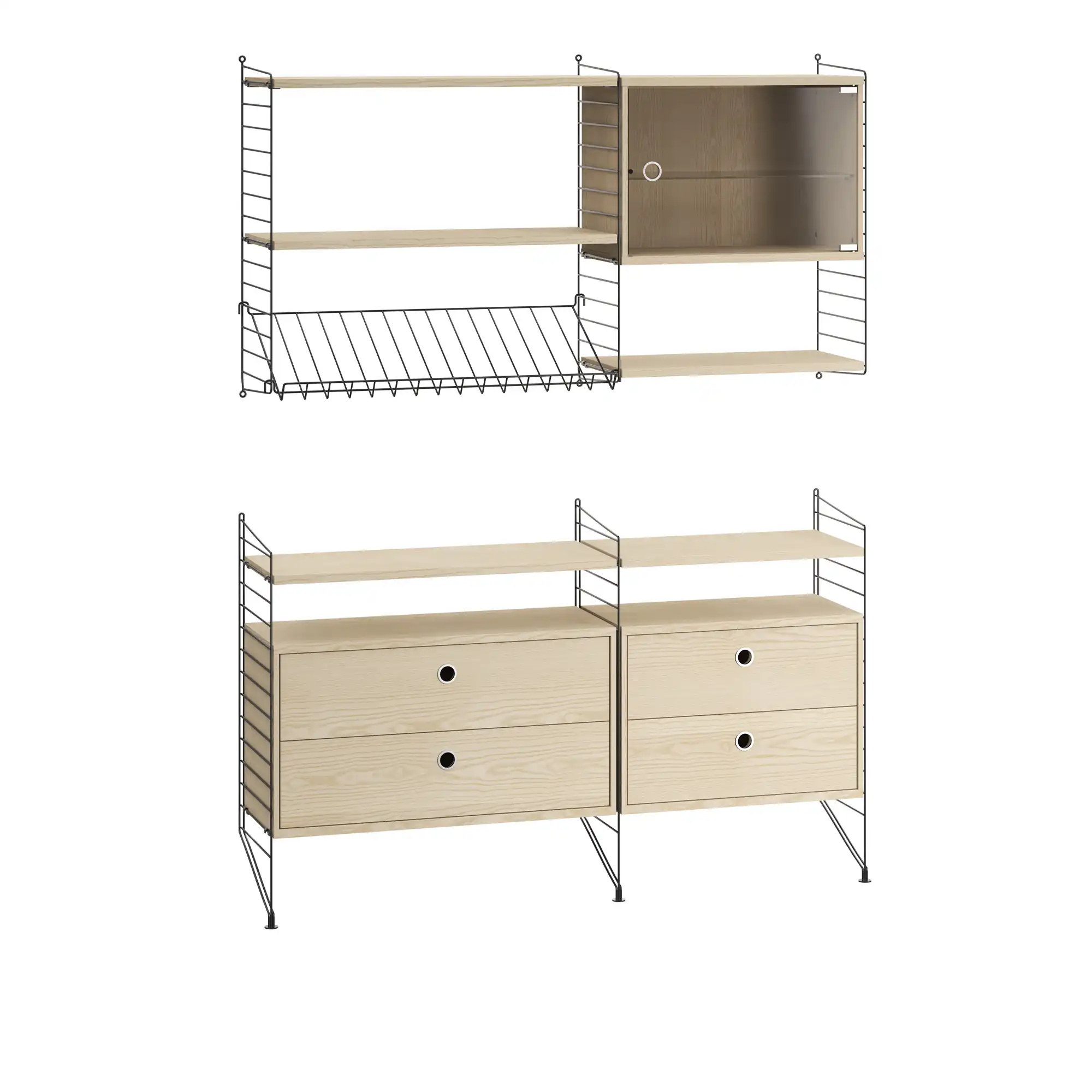 Vardagsrum hyllsystem T ask/svart