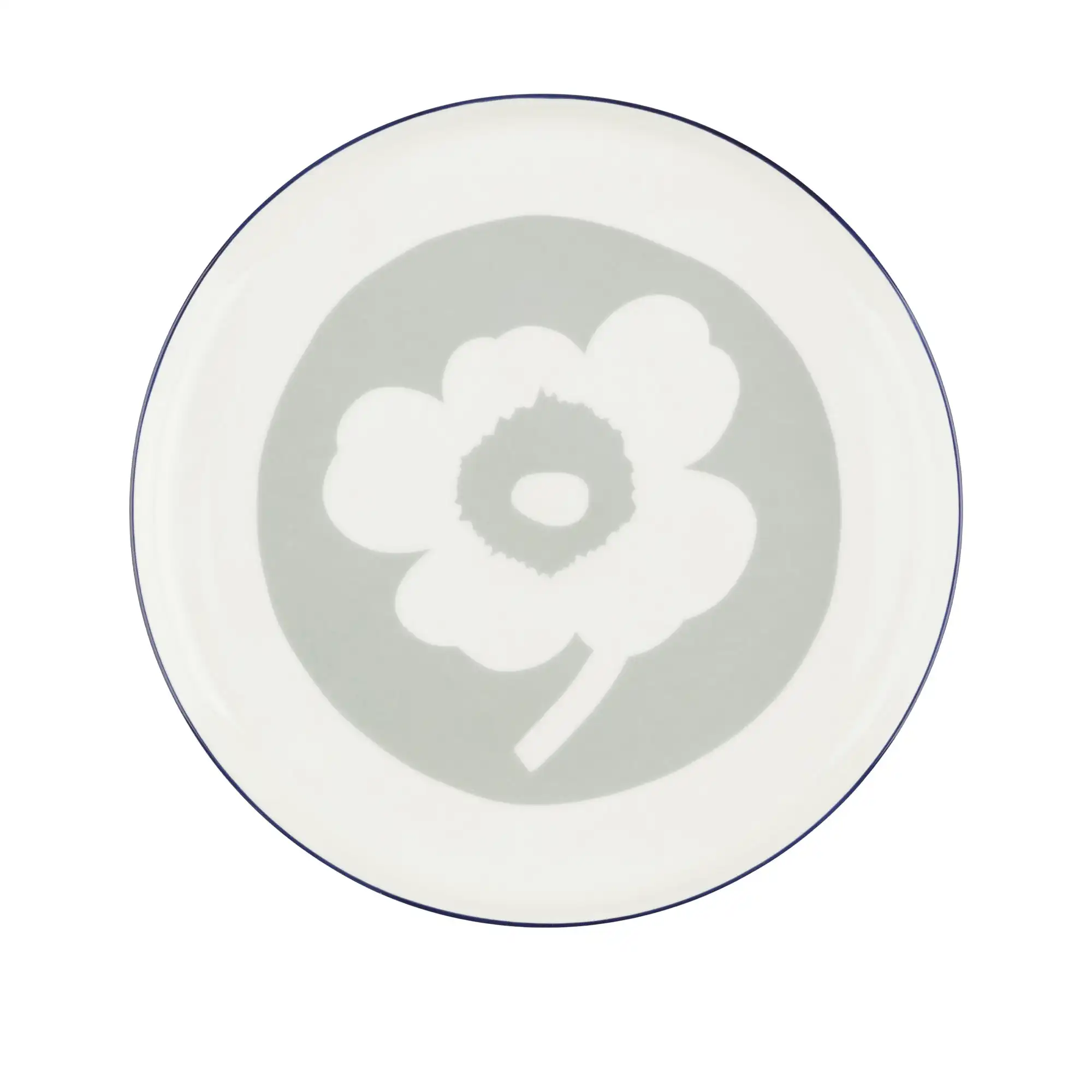 Unikko Plate 25 cm White, Light Gray, Cobalt