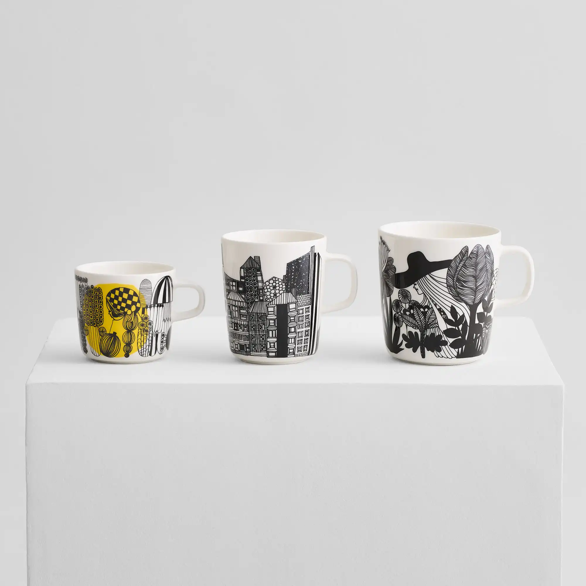 Siirtolapuutarha Coffee Cup 20 cl White, Black, Yellow