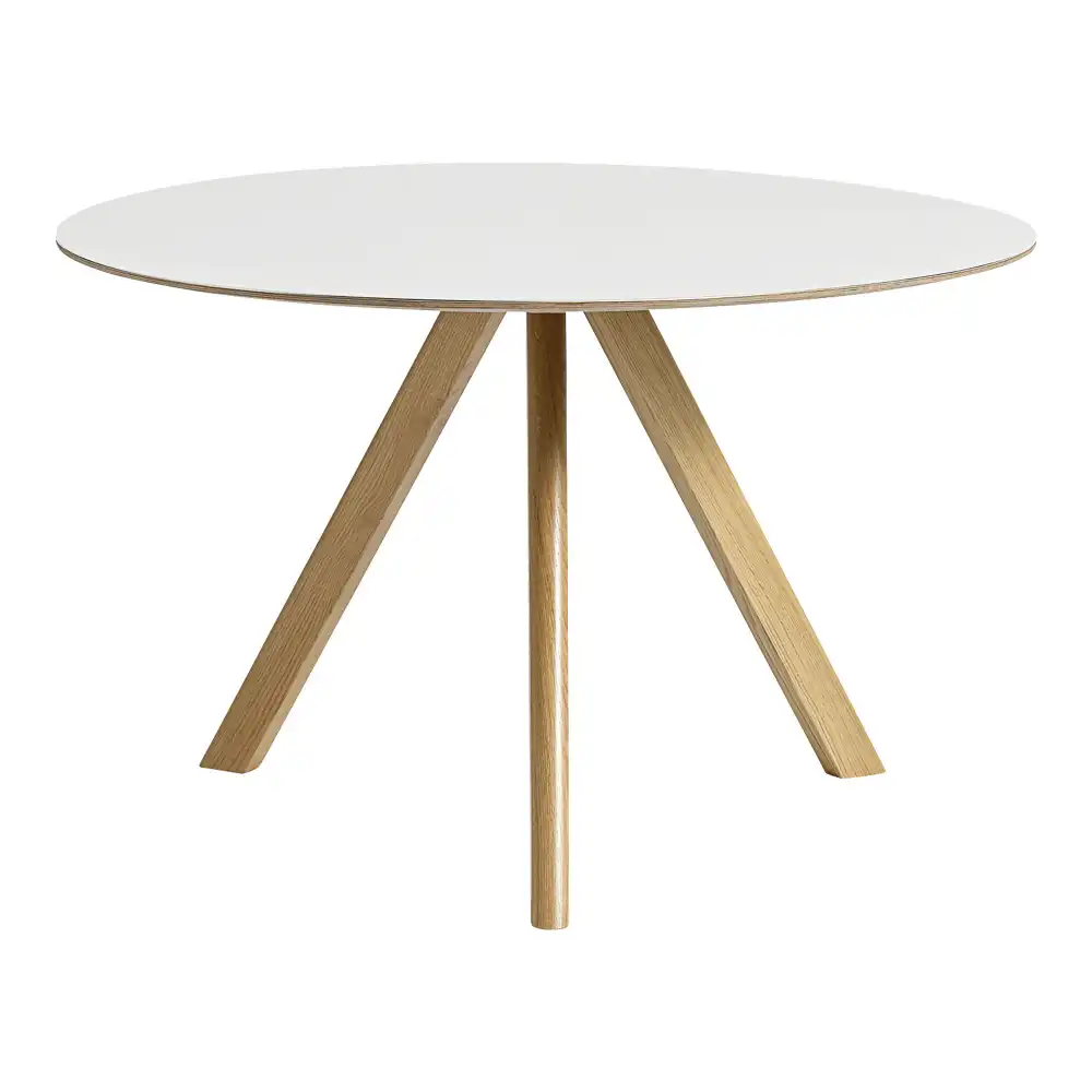 CPH20 2.0 Table Lacquered Oak Frame Ø120 X H74  White Laminate Tabletop Lacquered Edge