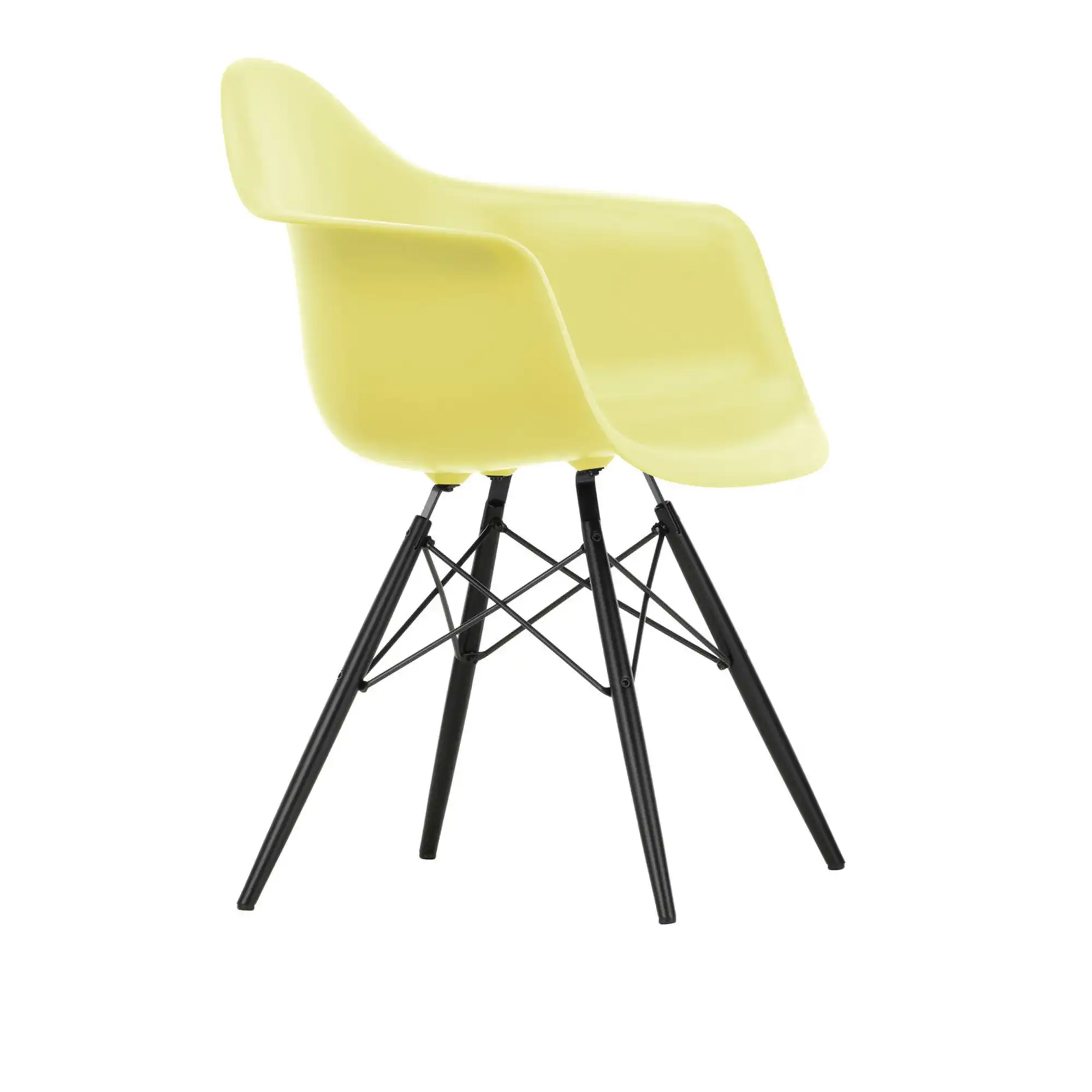 Eames RE Plastic Armchair DAW 92 Citron, Black Maple