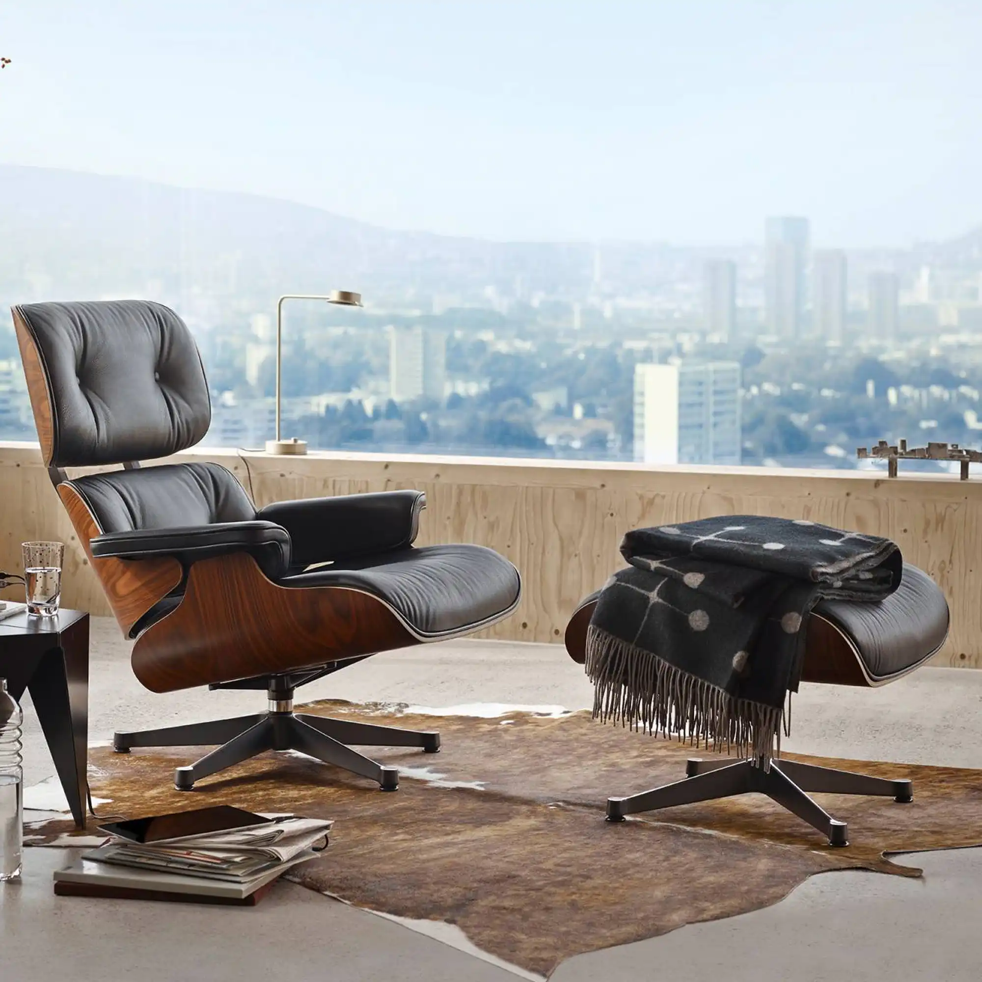 Eames Lounge Chair & Ottoman Cherry Polished