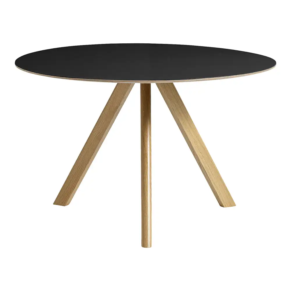 CPH20 2.0 Table Lacquered Oak Frame Ø120 X H74  Black Linoleum Tabletop Lacquered Edge