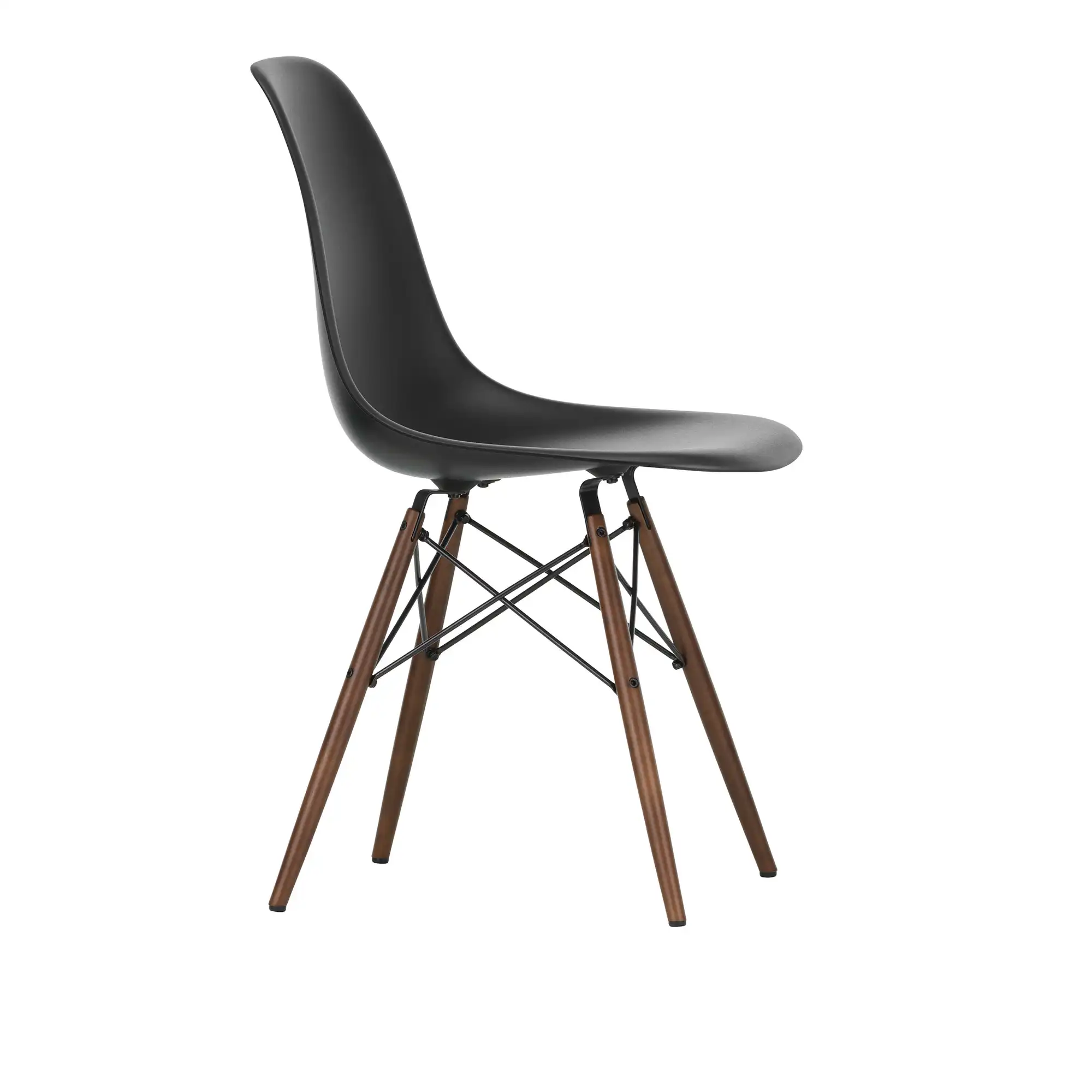 Eames Plastic Chair DSW - 12 Deep Black - Dark Maple