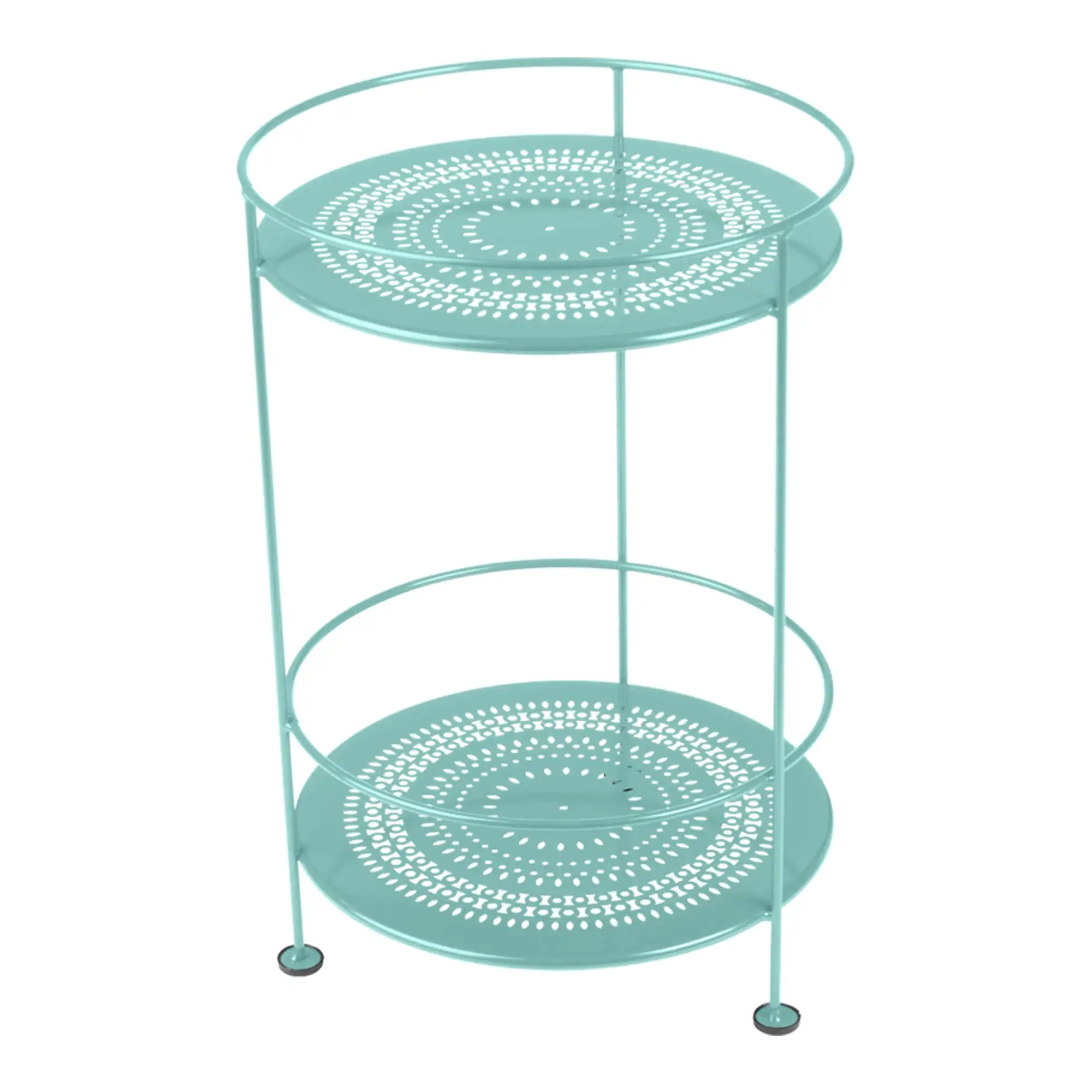 Guinguette Side Table With Perforated Double Top Lagoon Blue 46