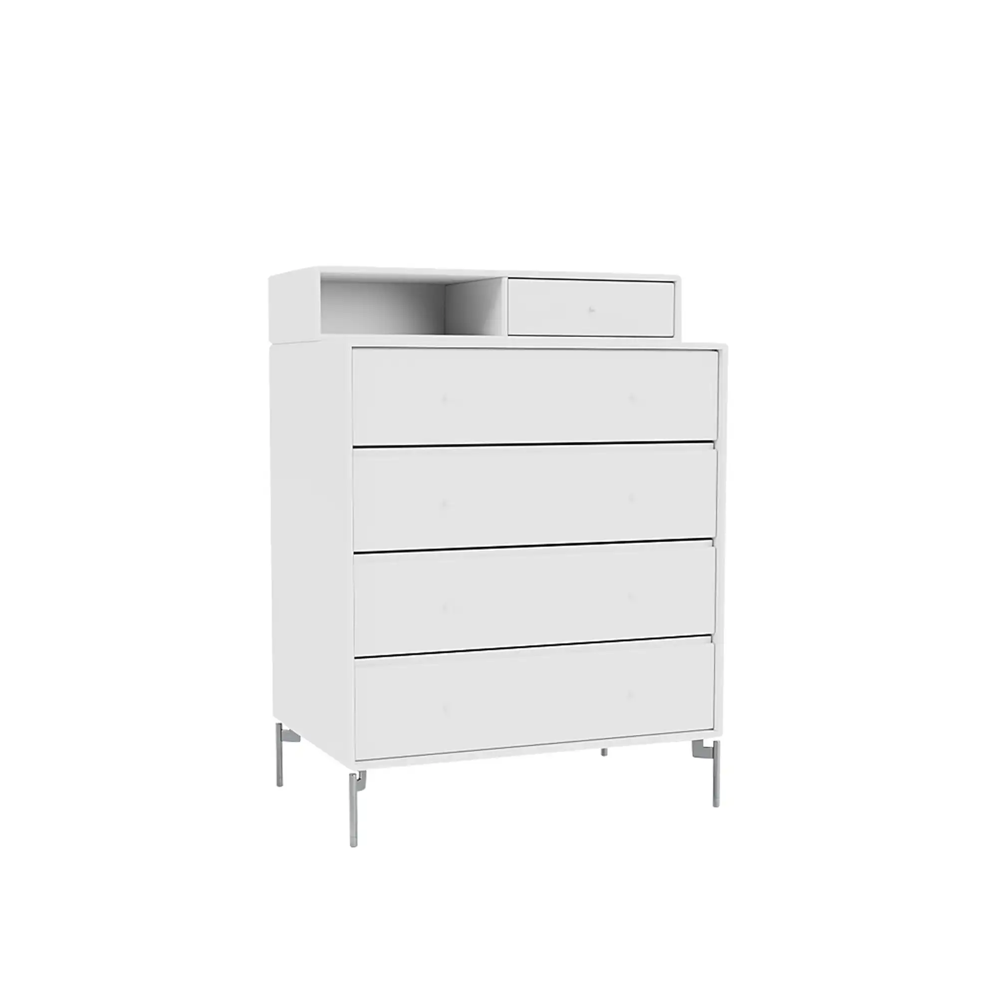 Keep Chest Of Drawers - New White / Matt Chrome Legs