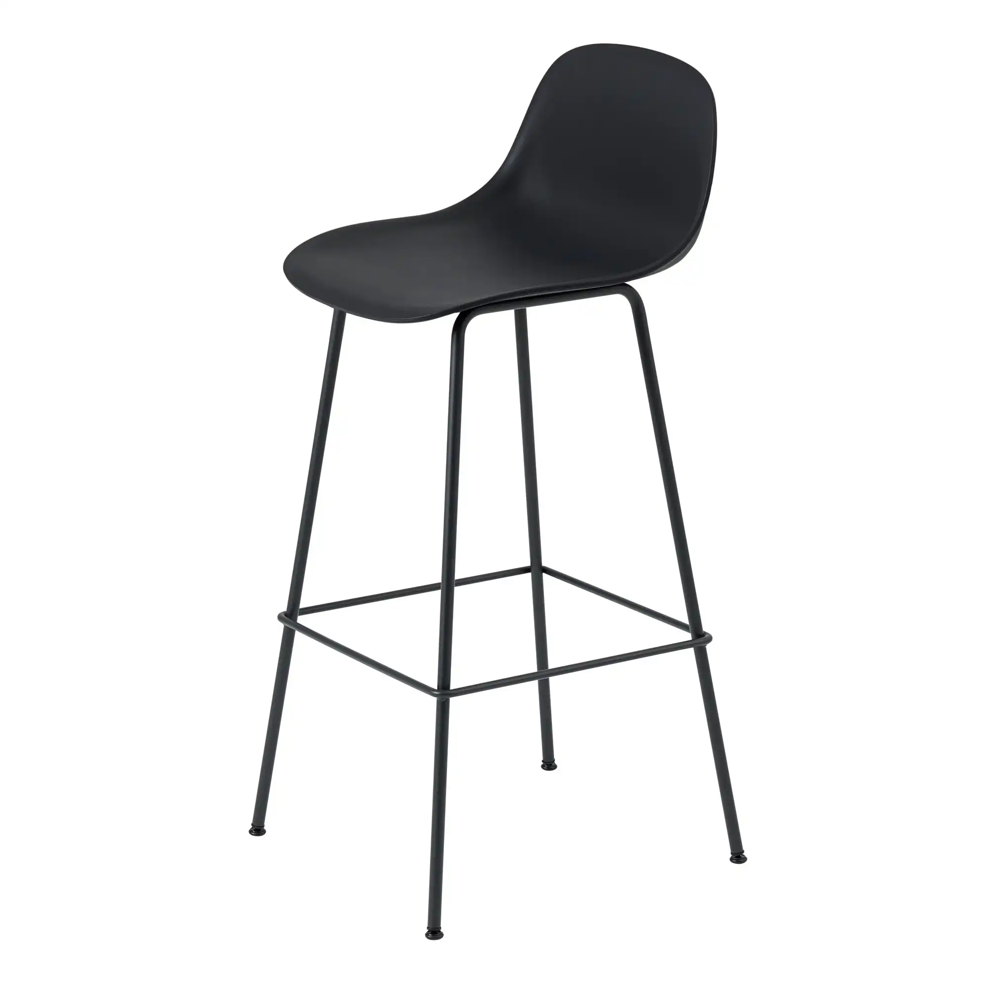 Fiber Bar Stool W. Backrest Tube Base 75 cm