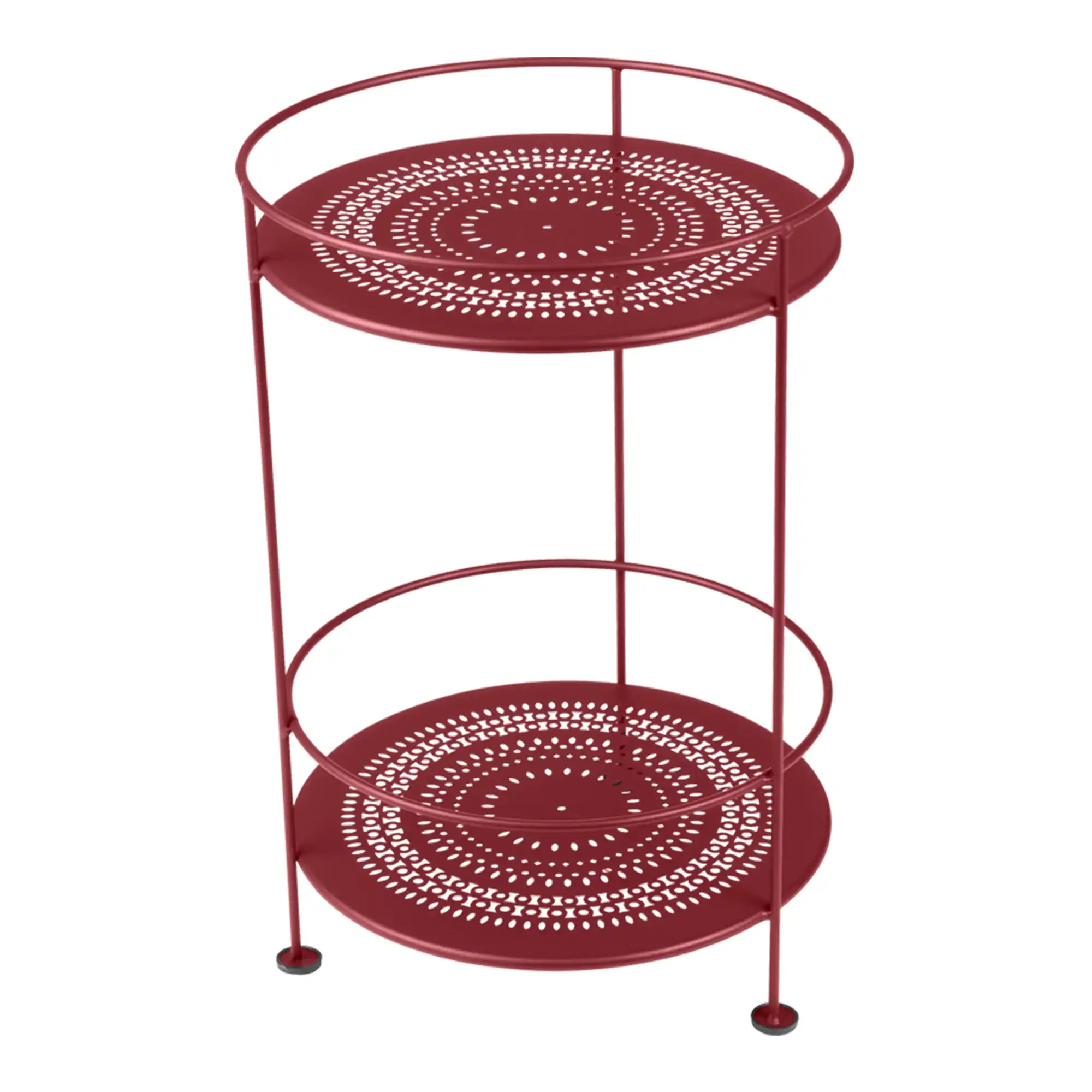 Guinguette Side Table With Perforated Double Top Chili 43