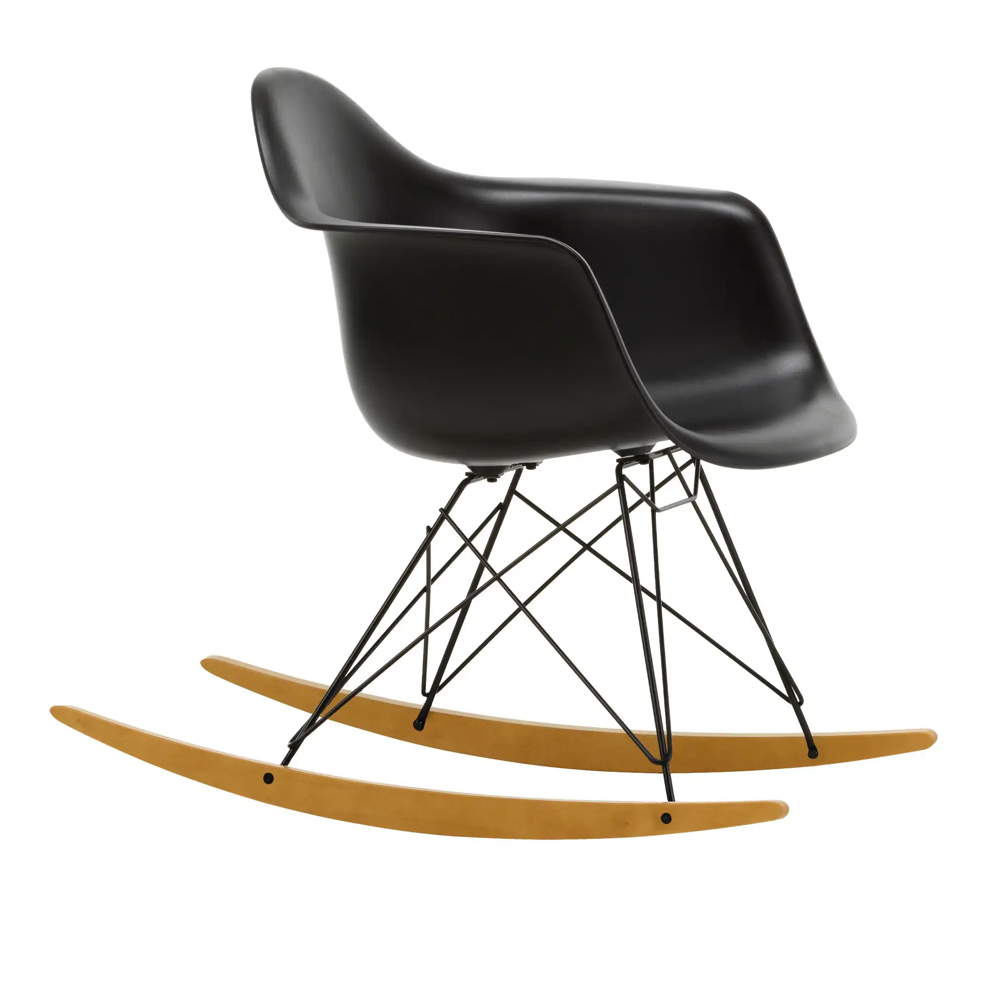Eames Plastic Armchair RAR - 12 Deep Black - Basic Dark Base - Golden Maple