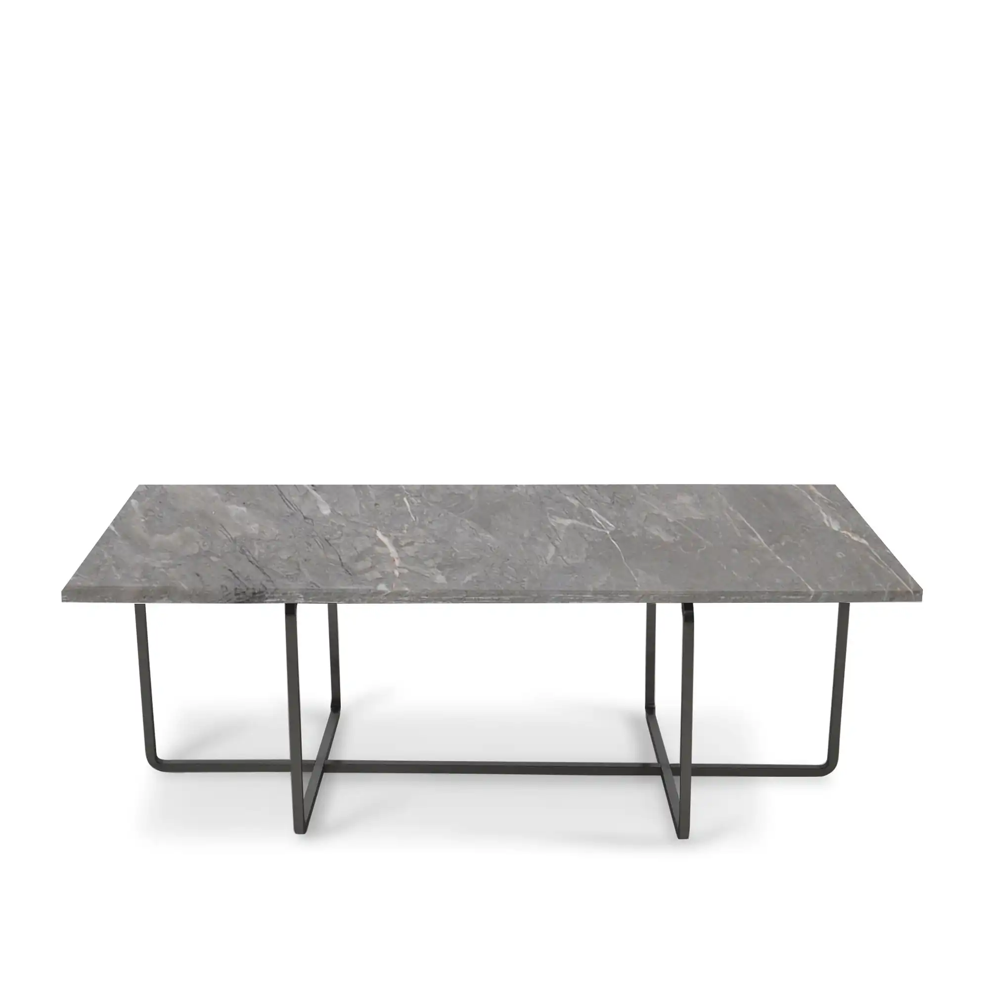 Ninety Table High, Black Steel Frame, Top: Grey Marble