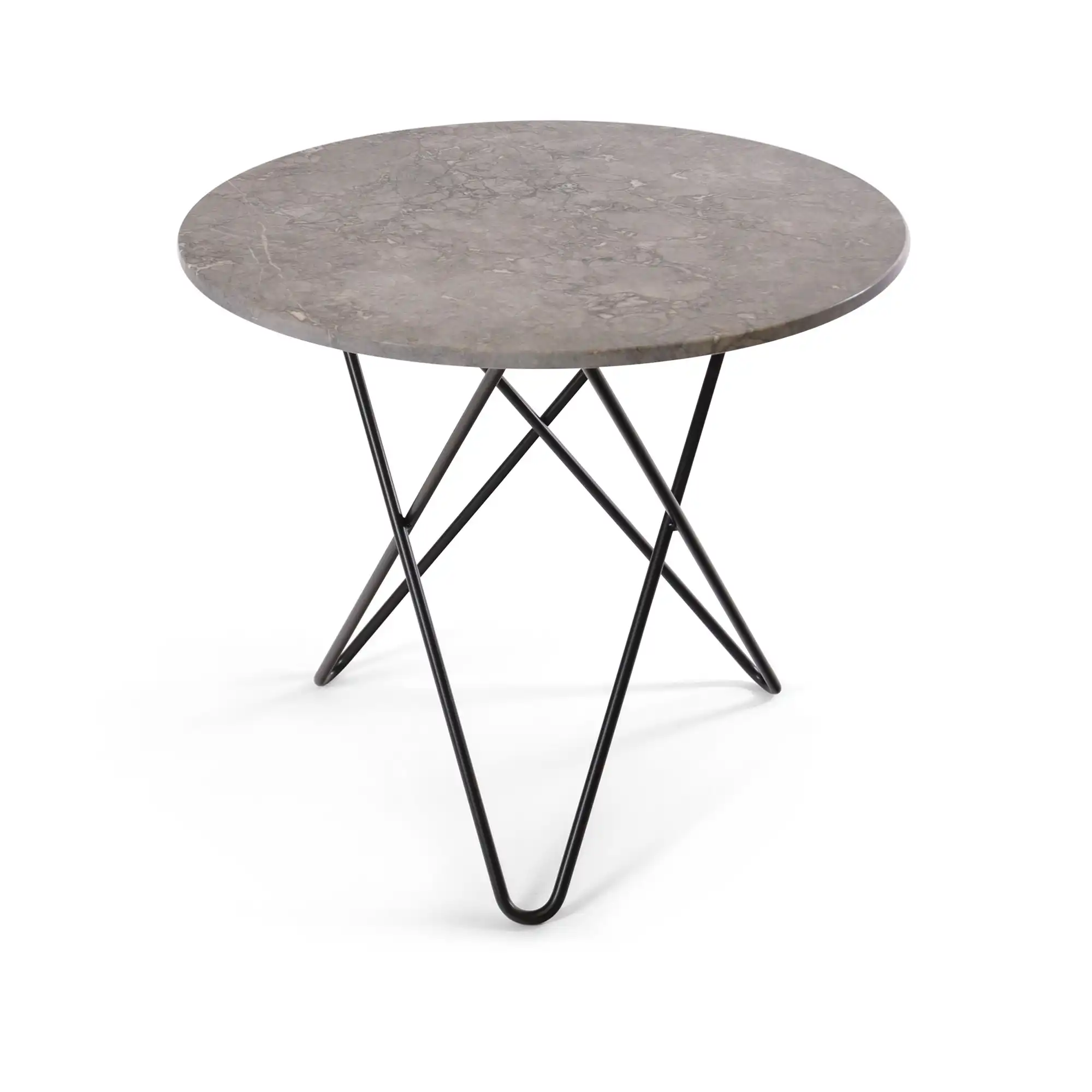 O Dining Table Ø80, Black Steel Frame, Top: Grey Marble