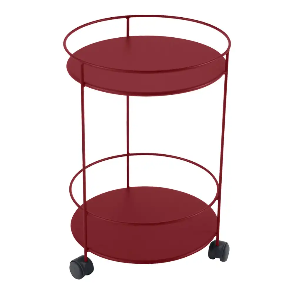 Guinguette Side Wheeled Table With Solid Double Top Chili 43