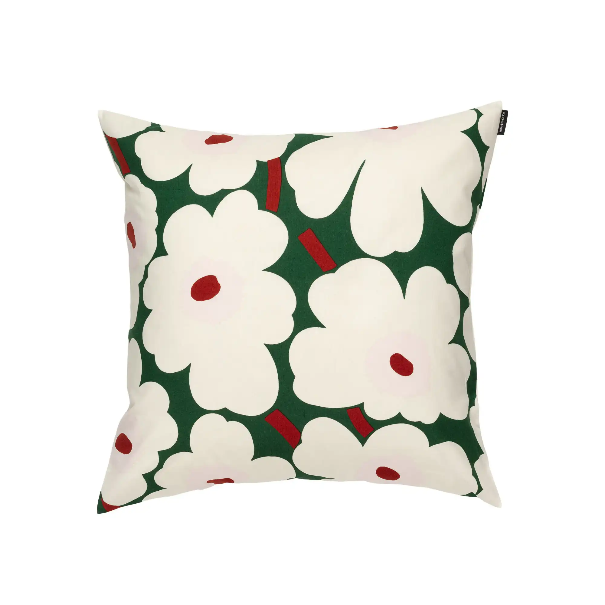 Pieni unikko kuddfodral 50x50 cm dark green offwhite light pink