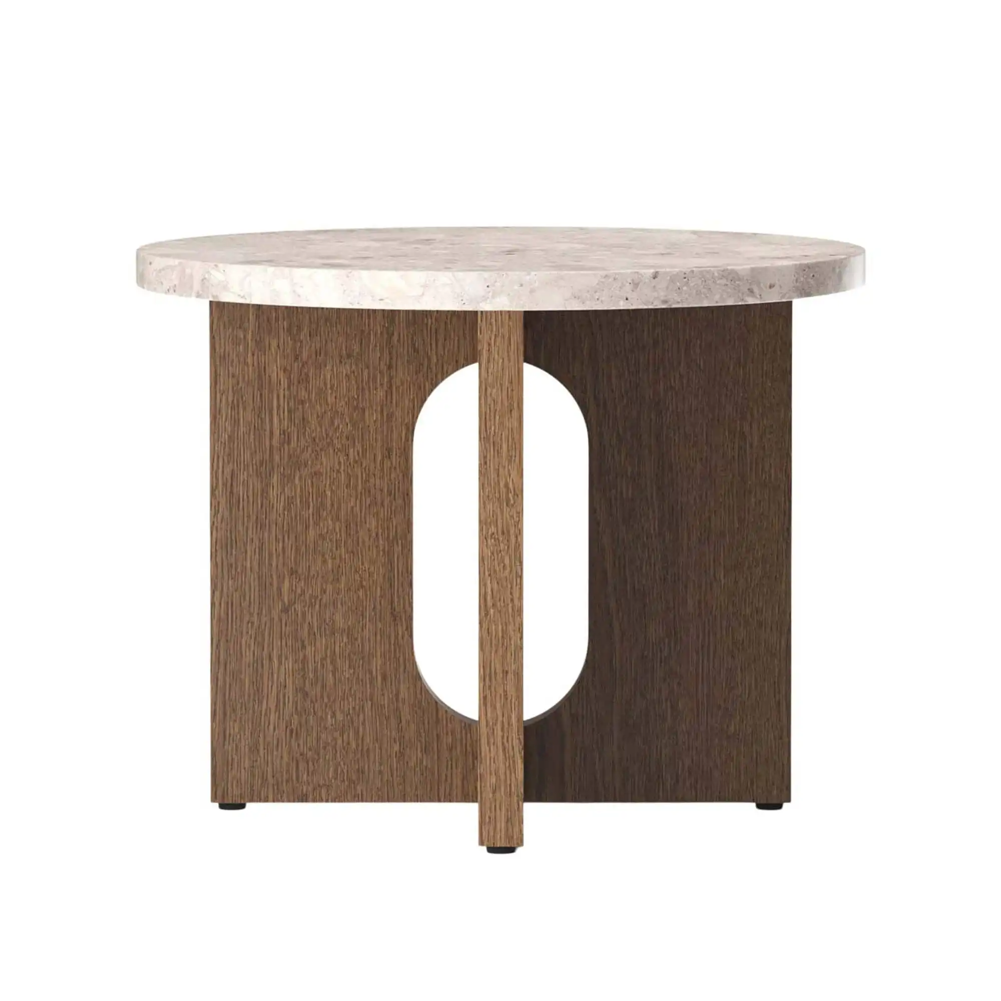 Androgyne Side Table Ø 50  Dark Stained Oak Base Kunis Breccia Top