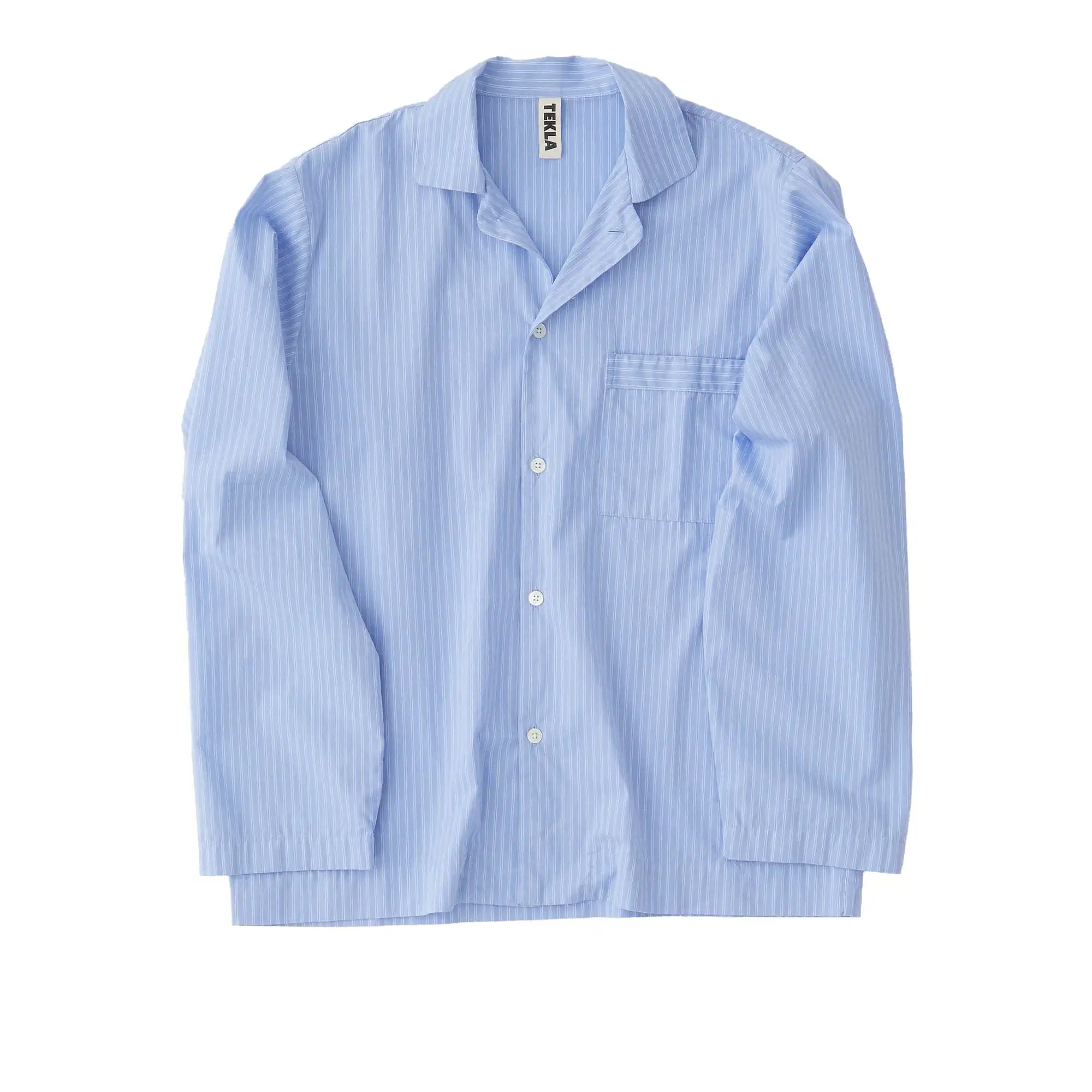 Poplin Pyjamas Shirt - Blue Pin Stripes, XS
