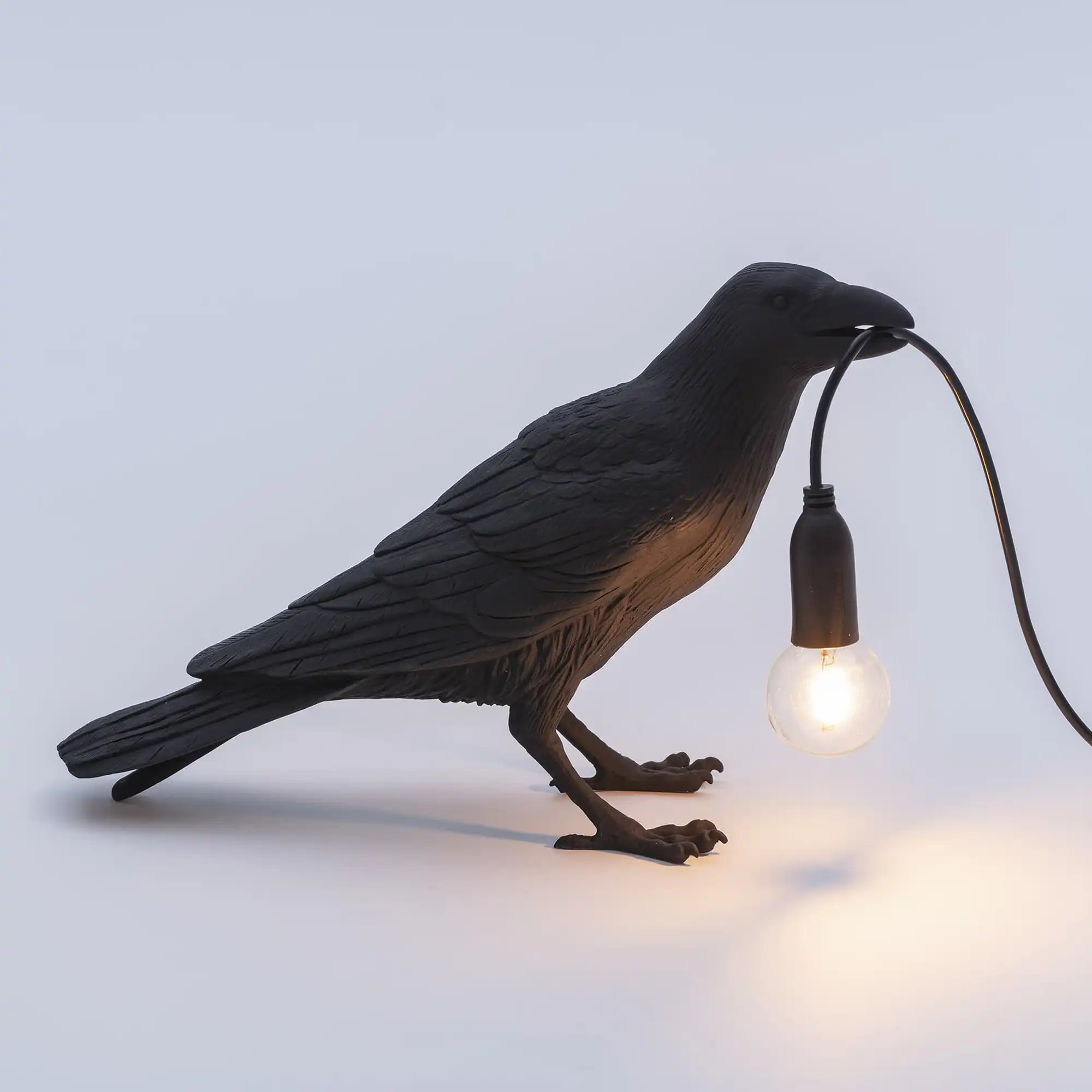 Bird Lamp Waiting Black