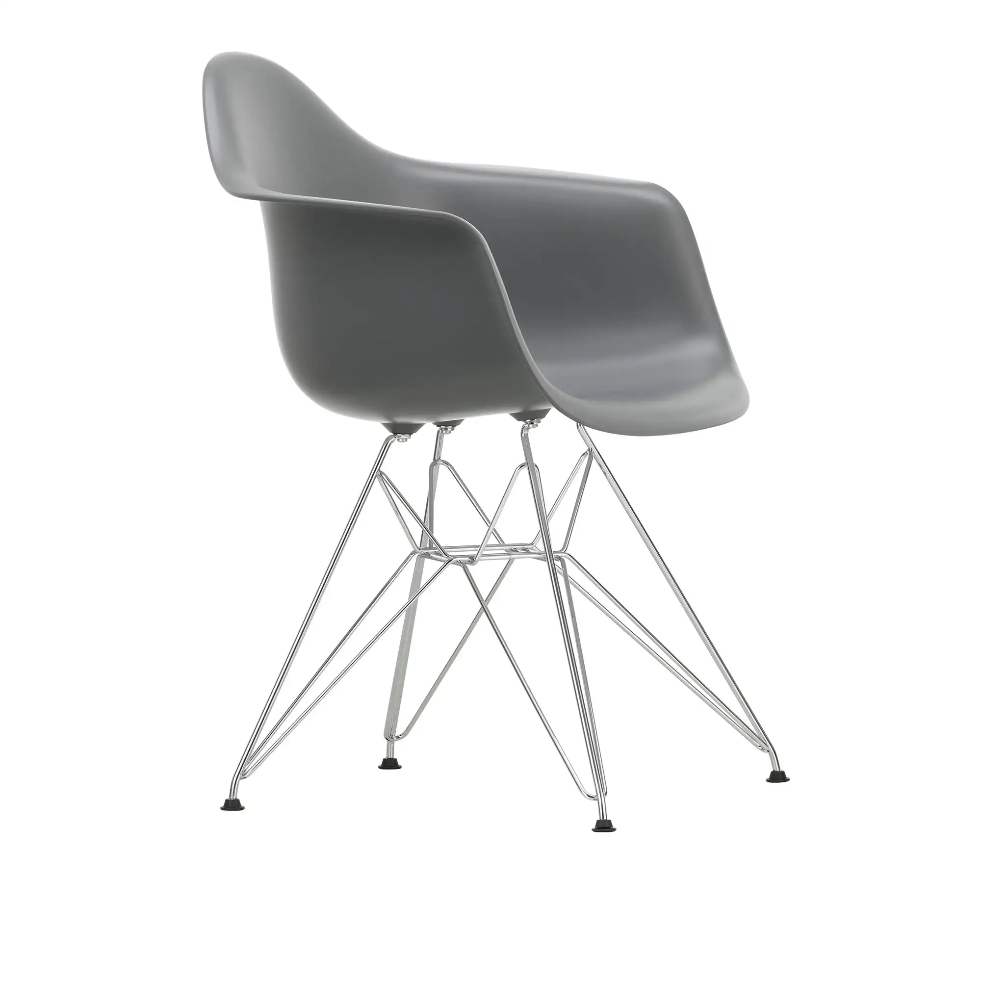 Eames Plastic Armchair DAR 56 Granite Grey Chrome Base