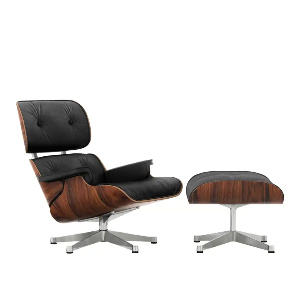 Eames Lounge Chair & Ottoman Santos Palisander Polished