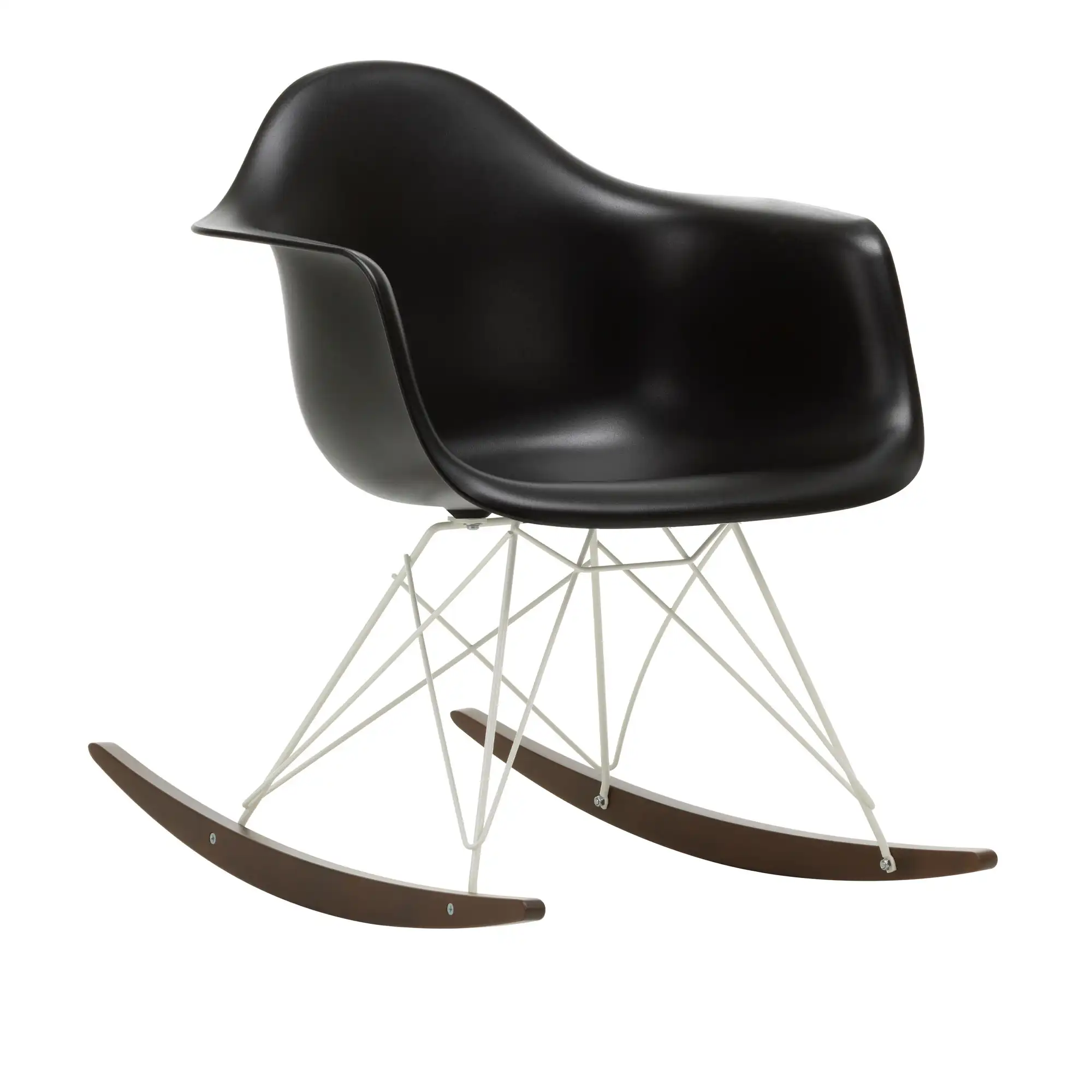 Eames Plastic Armchair RAR - 12 Deep Black - White Base - Dark Maple