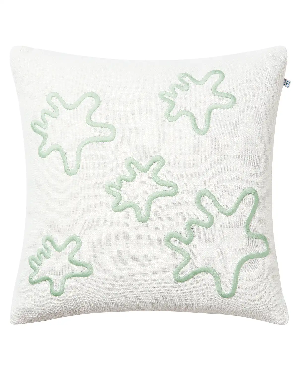 Krisha Cushion Cover 50x50 cm - Embroidered Linen Aqua