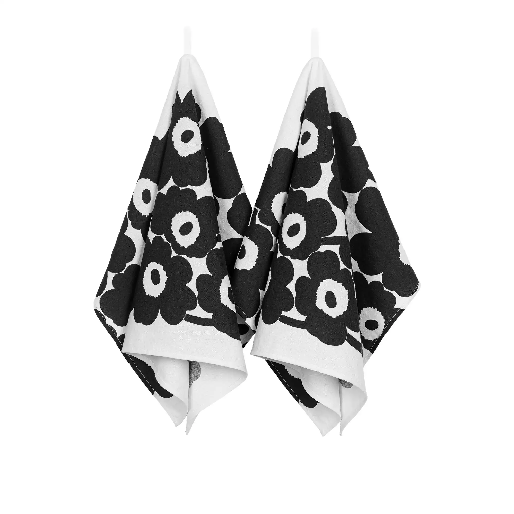 Unikko kökshandduk 2-pack vit, svart