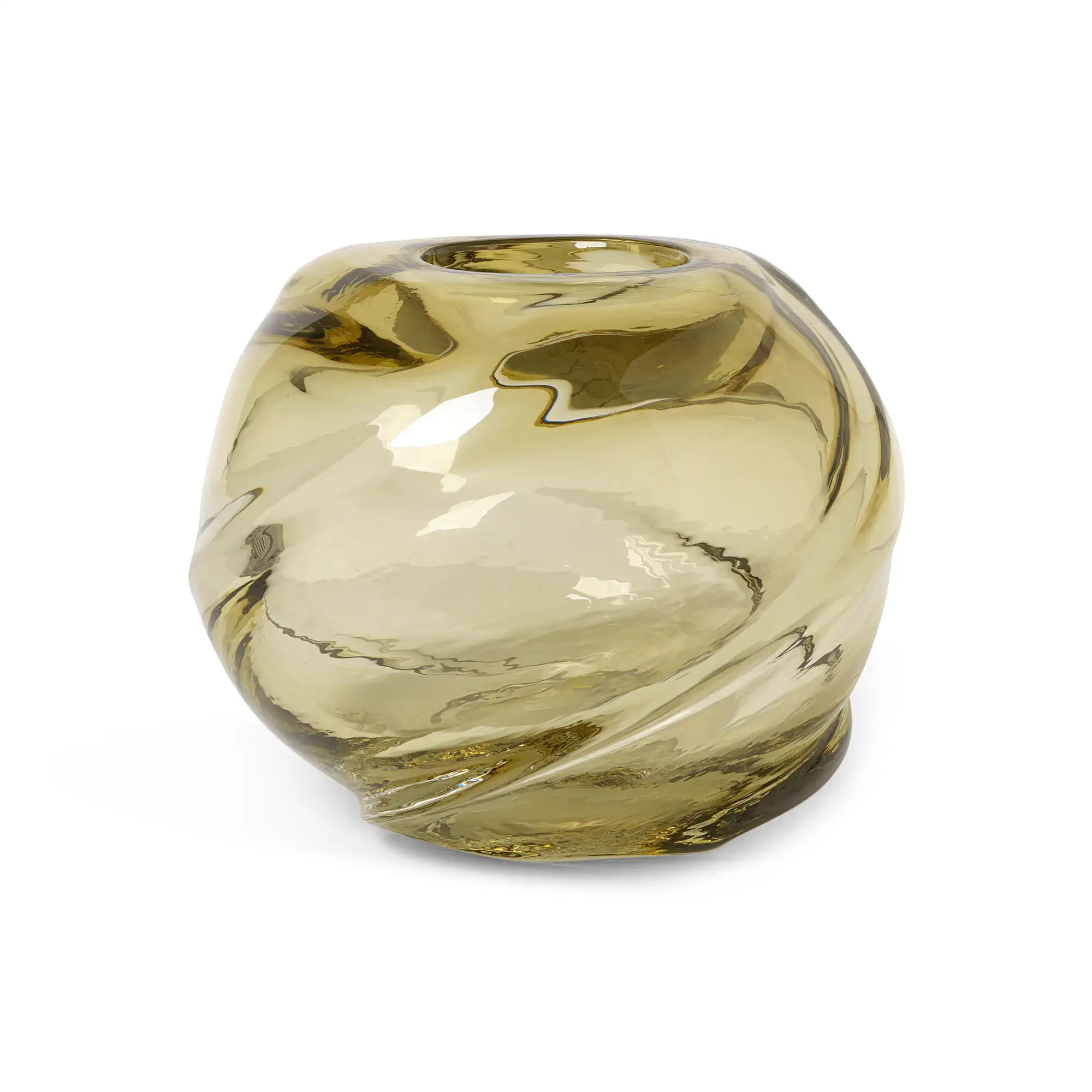 Water Swirl Vase Round Light Yellow