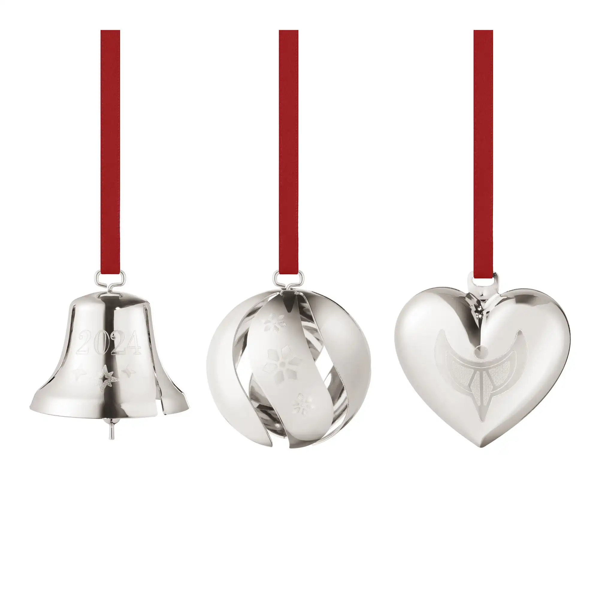 Christmas Collection 2024 Gift Set Bell Ball Heart 3 pcs Palladium Plated