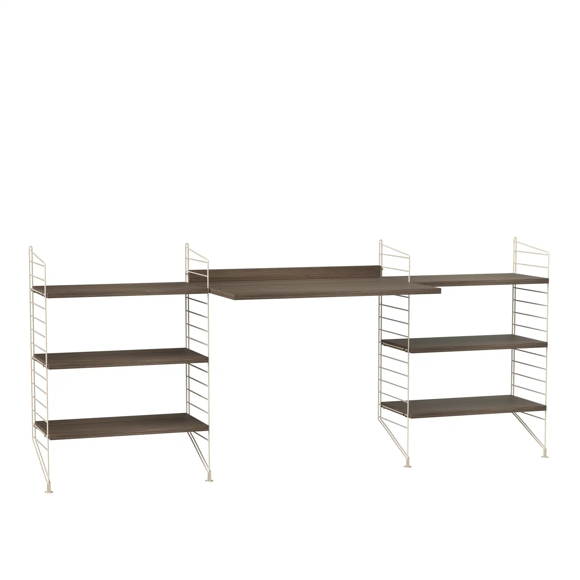 Kontor hyllsystem D valnöt/beige