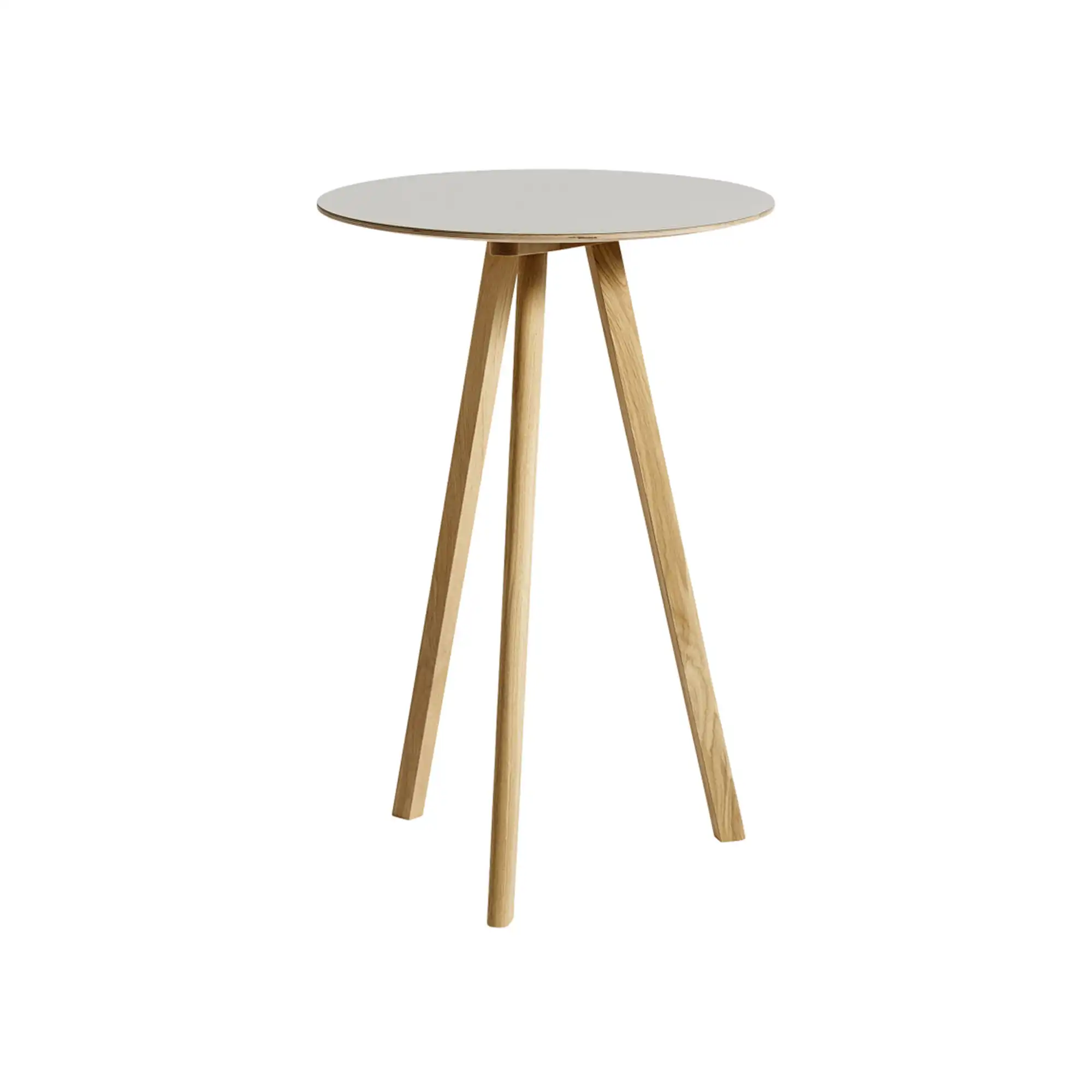 CPH20 2.0 High Table Lacquered Solid Oak Frame Ø70 X H105 Off-White Linoleum Top Lacquered Edge