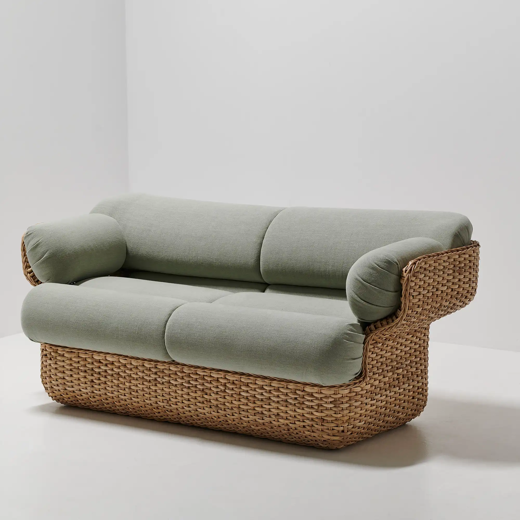 Basket Sofa - Fully Upholstered, 2-seater Rattan Belsuede Special FR 133, Dedar