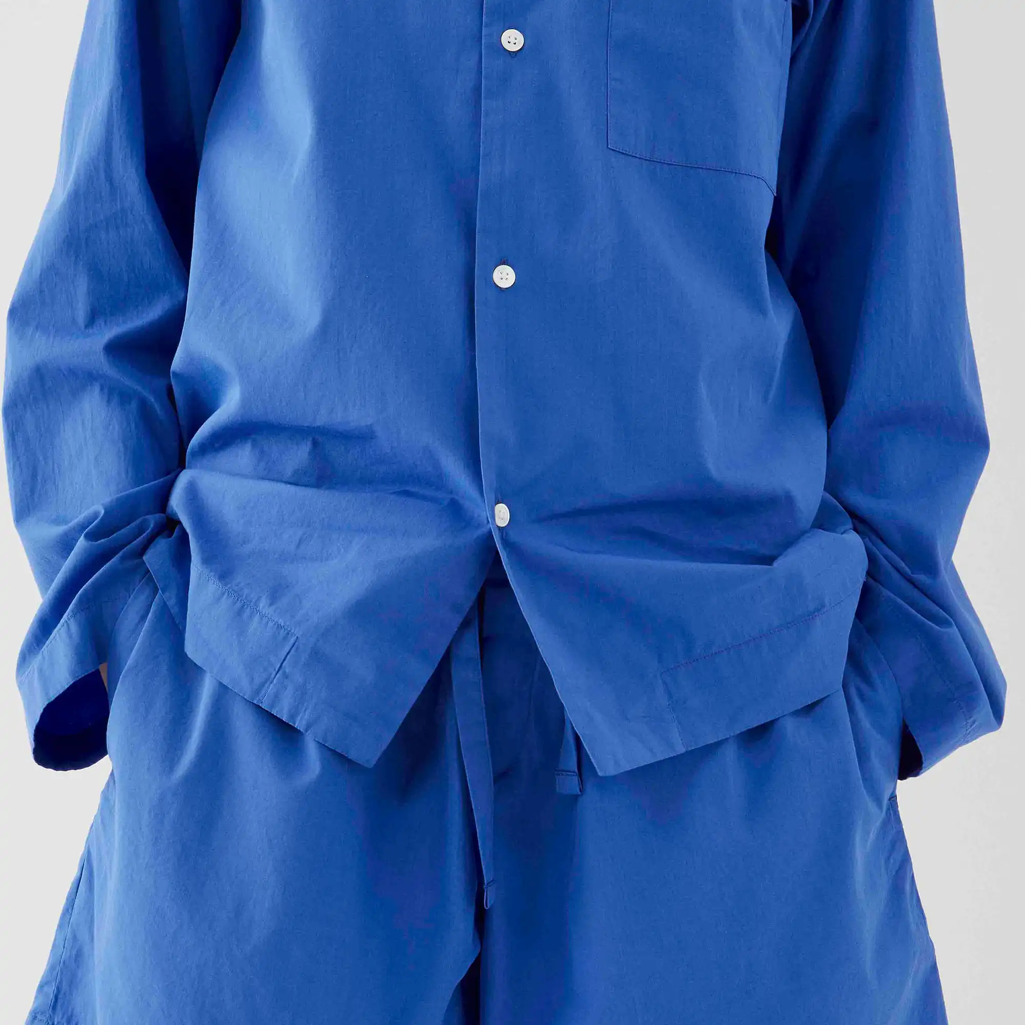 Poplin Pyjamas Shirt Royal Blue