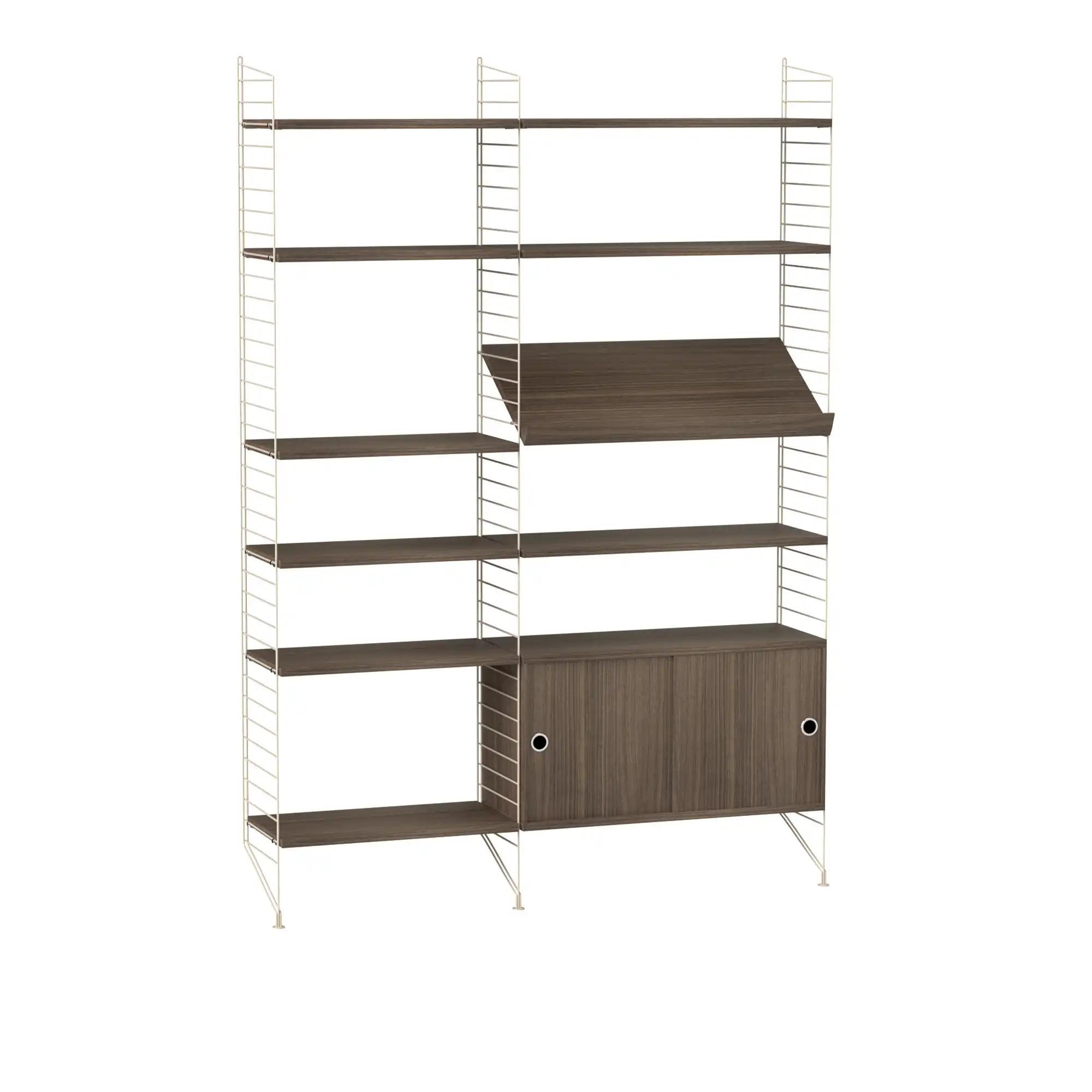 Vardagsrum hyllsystem H valnöt/beige